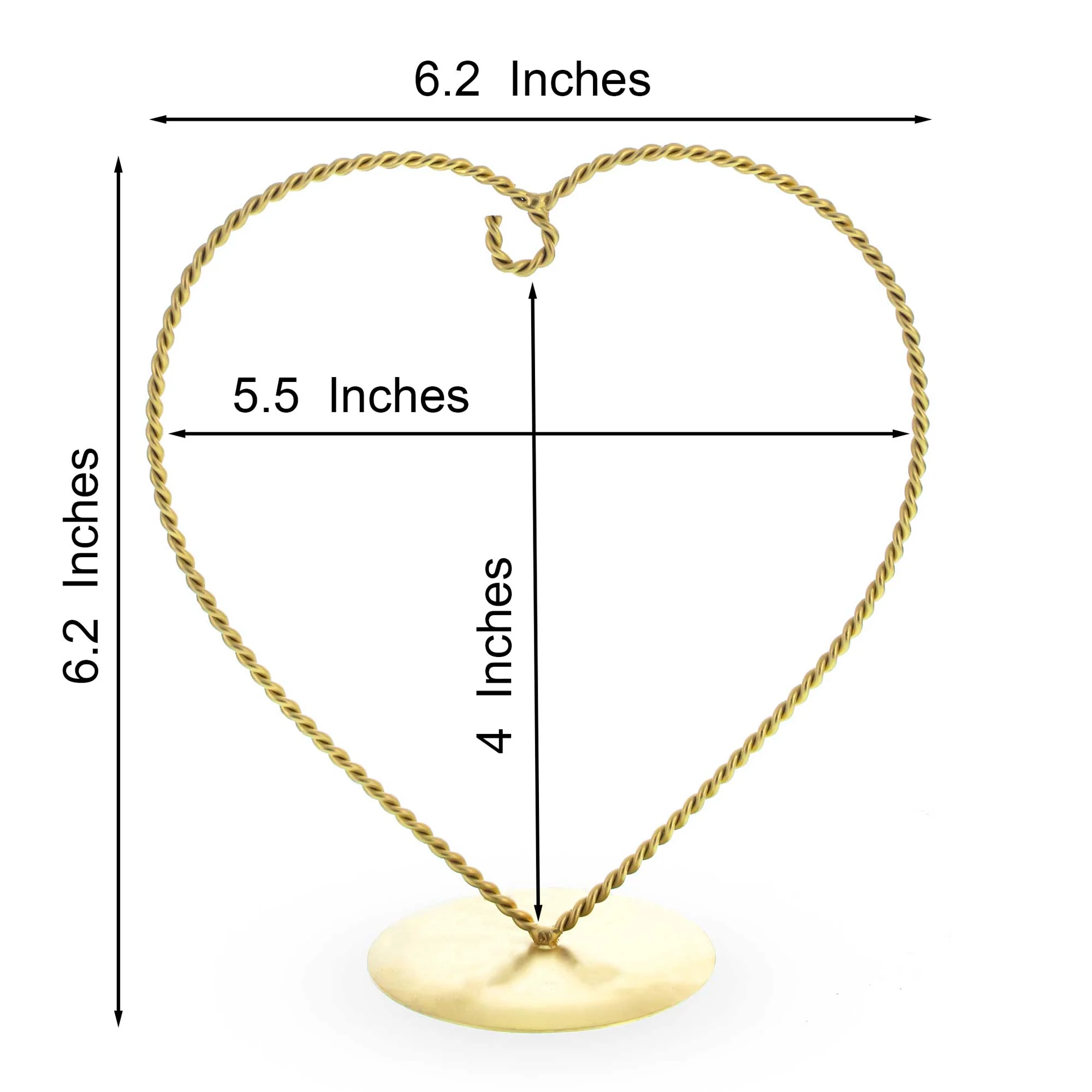 Heart-Shaped Twisted Gold Metal Ornament Display Stand 6.2 Inches (Poland) - Image 3