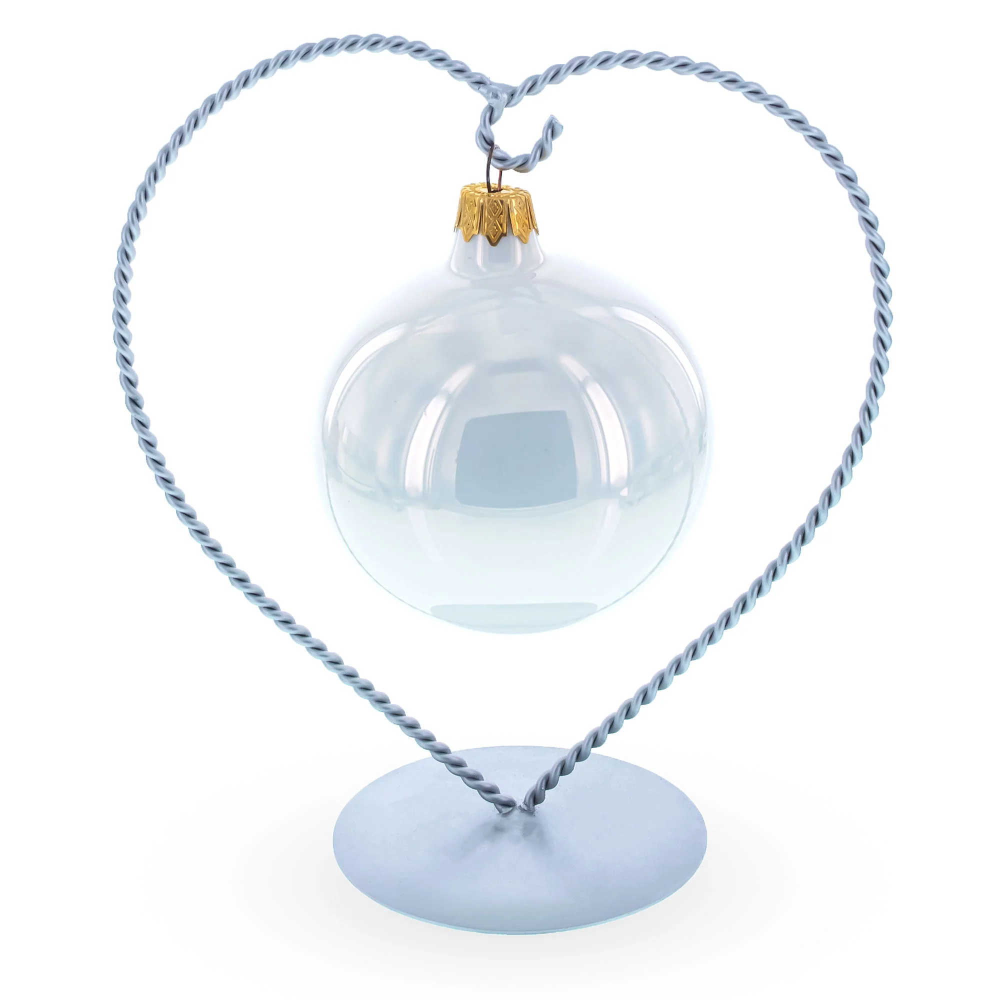 Heart-Shaped Twisted Silver Metal Ornament Display Stand 6.2 Inches (Poland) - Image 2