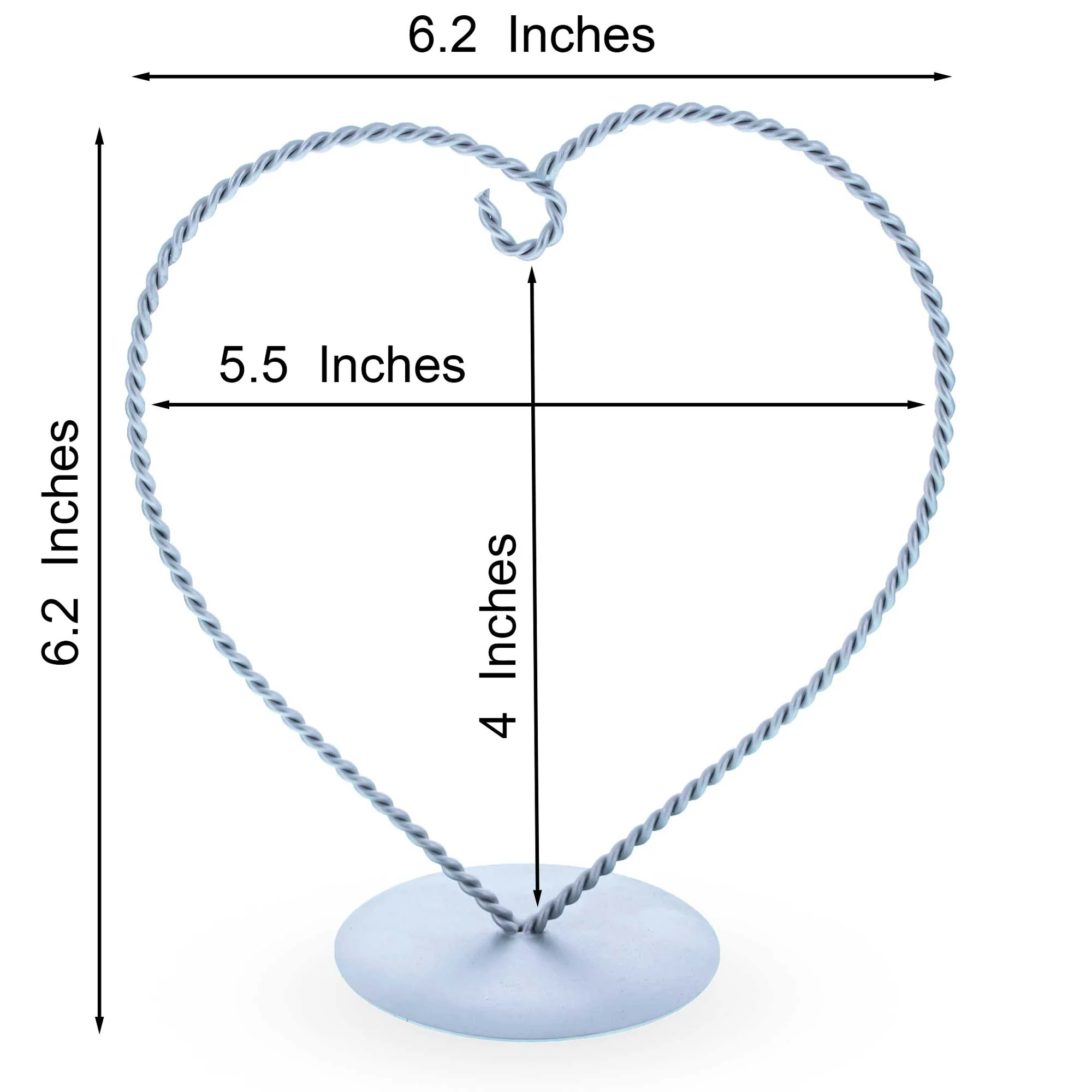 Heart-Shaped Twisted Silver Metal Ornament Display Stand 6.2 Inches (Poland) - Image 3