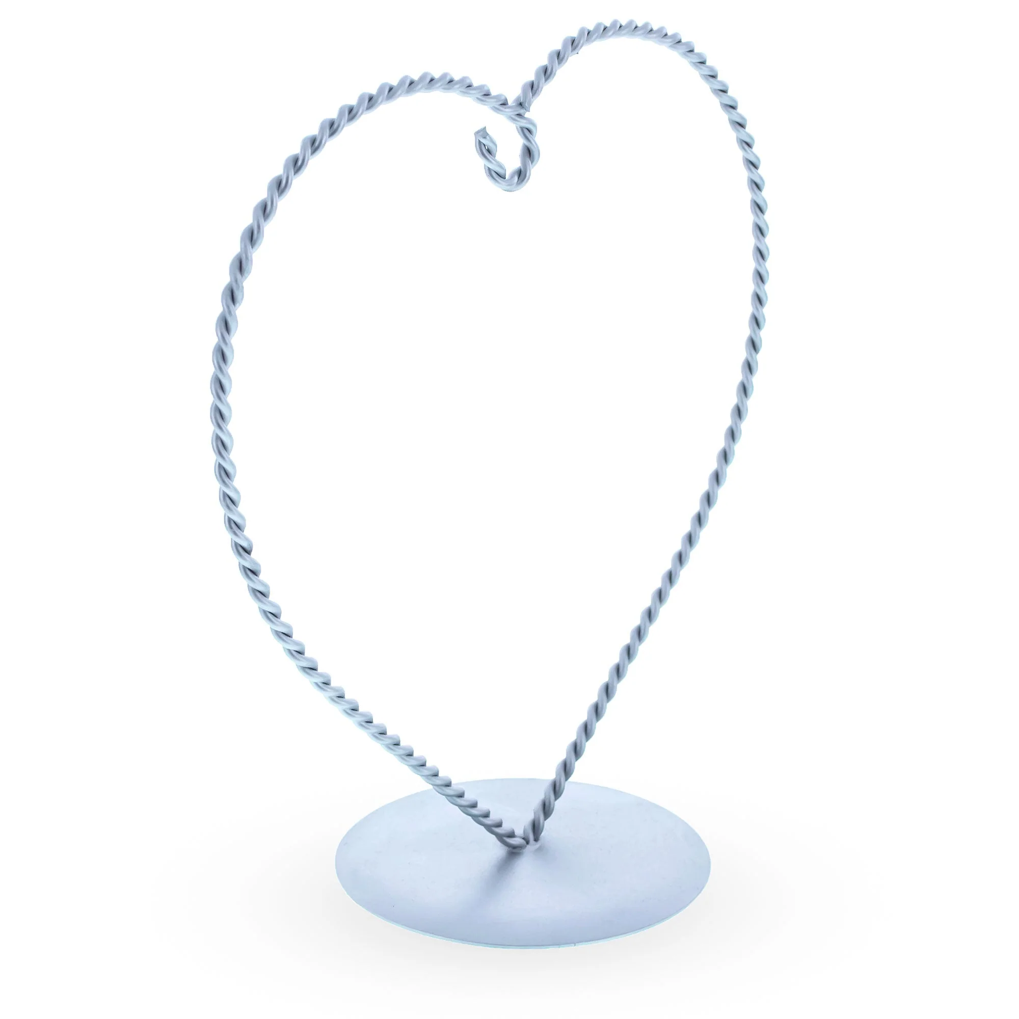 Heart-Shaped Twisted Silver Metal Ornament Display Stand 6.2 Inches (Poland) - Image 4