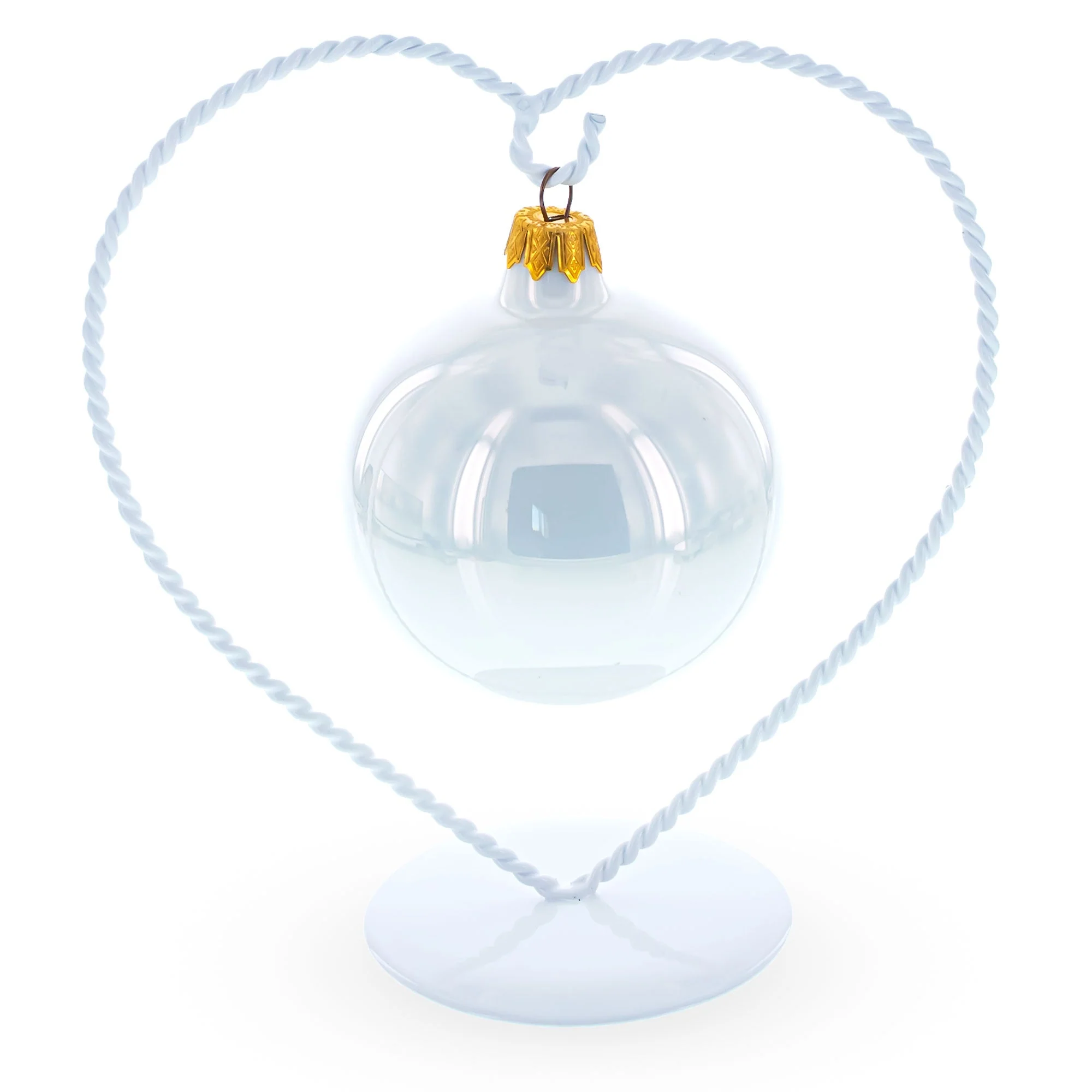 Heart-Shaped Twisted White Painted Metal Ornament Display Stand 6.2 Inches (Poland) - Image 2