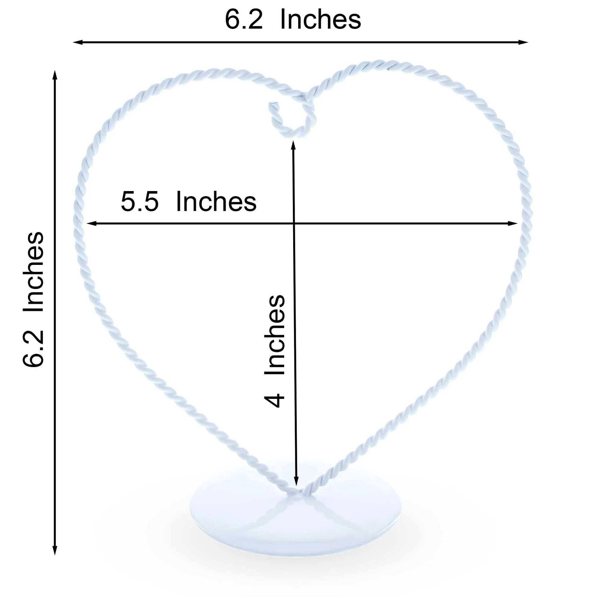 Heart-Shaped Twisted White Painted Metal Ornament Display Stand 6.2 Inches (Poland) - Image 3