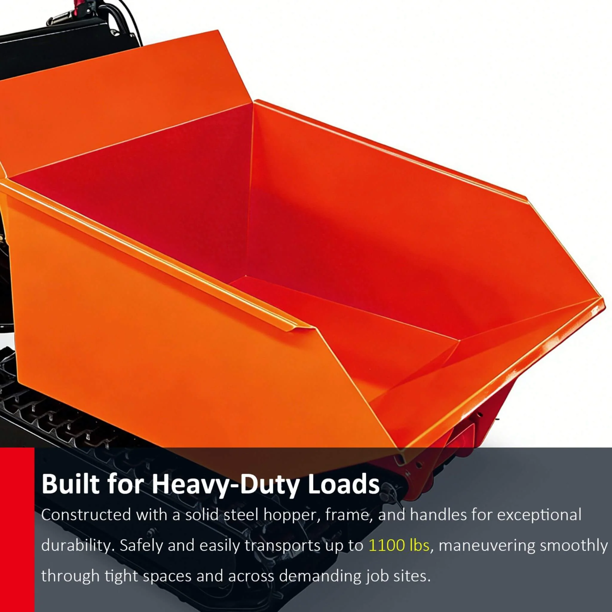 Heavy-Duty 1100LBS 10HP Gas-Powered Track Barrow With Hydraulic Assist (SAK48291) - Image 11