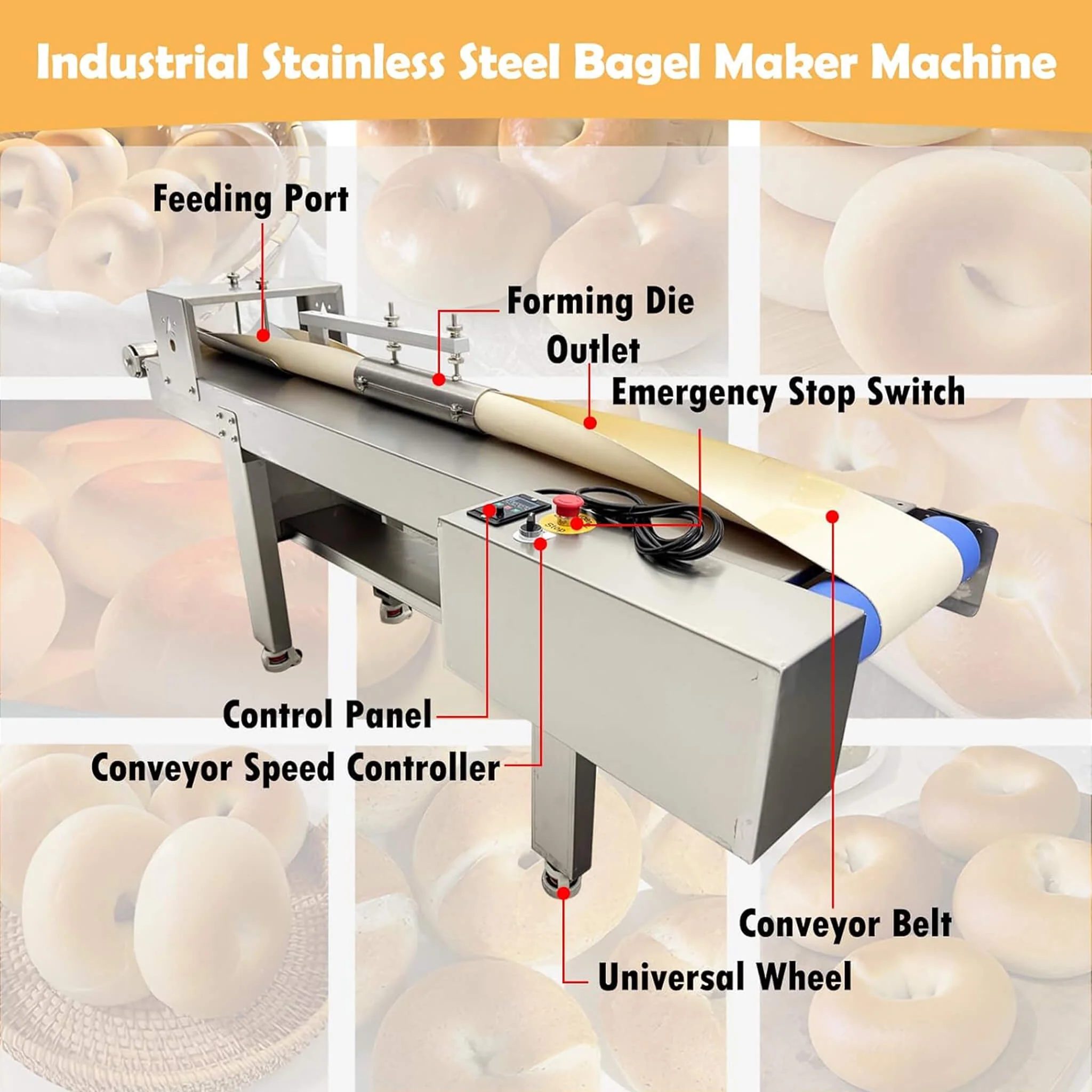 Heavy-Duty 110V Automatic Commercial Stainless Steel Bagel Machine (SAK54086) - Image 4