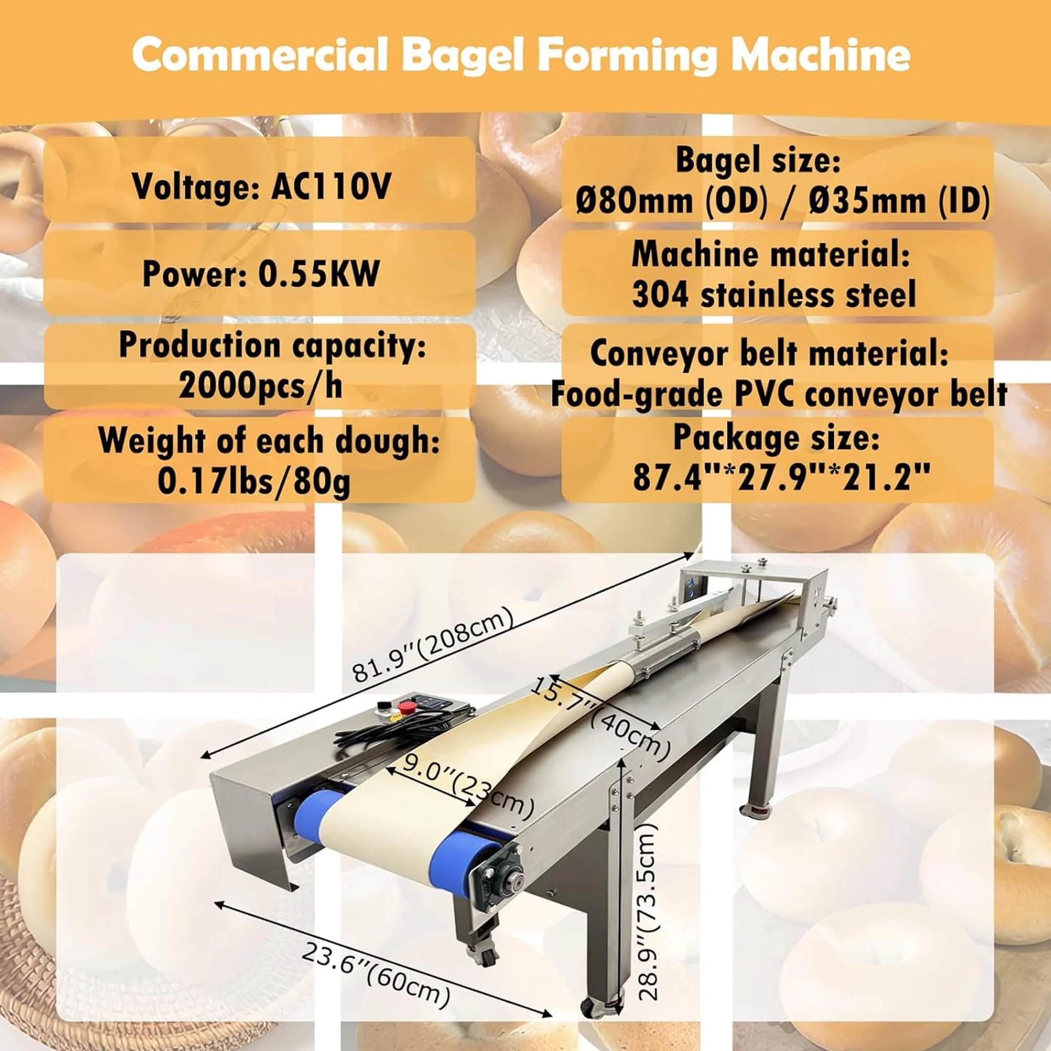 Heavy-Duty 110V Automatic Commercial Stainless Steel Bagel Machine (SAK54086) - Image 5