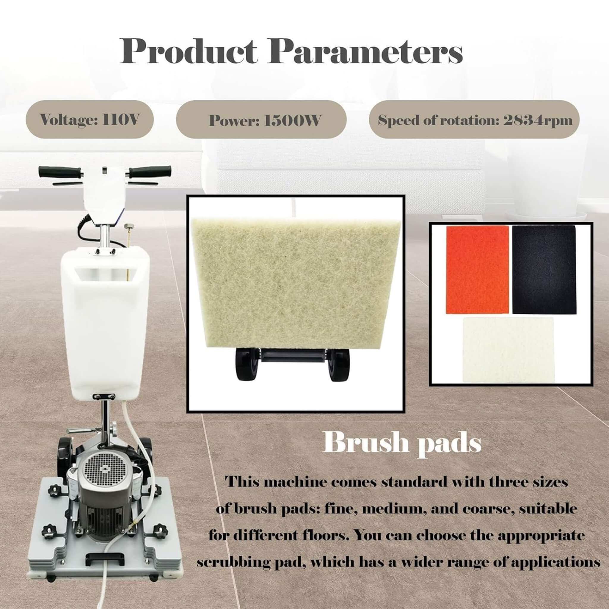 Heavy-Duty 110V Multi Functional Electric Floor Polishing Machine (SAK31859) - Image 3