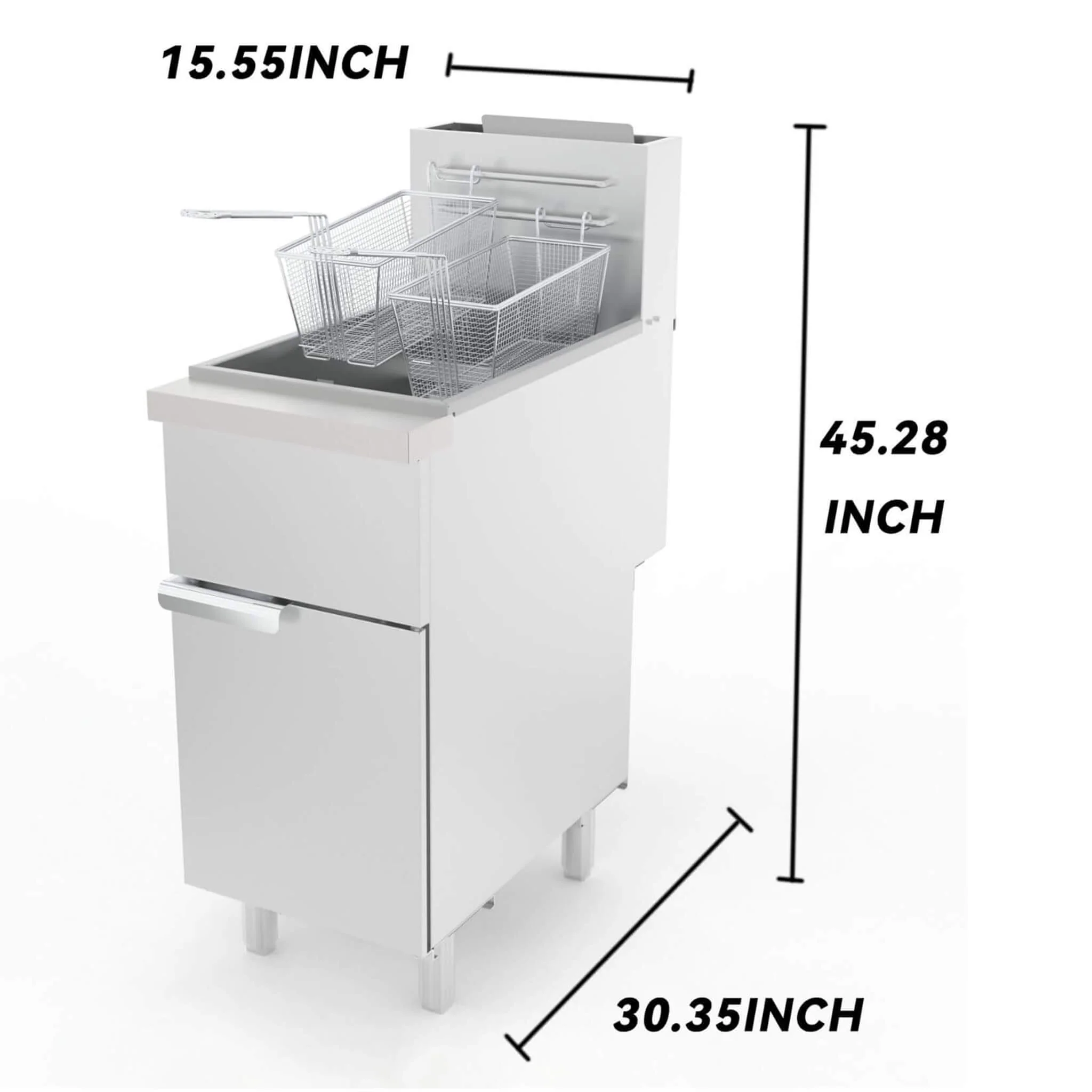 Heavy-Duty 120K BTU Commercial Stainless Steel Natural Gas Deep Fryer With Baskets (SAK97012) - Image 9