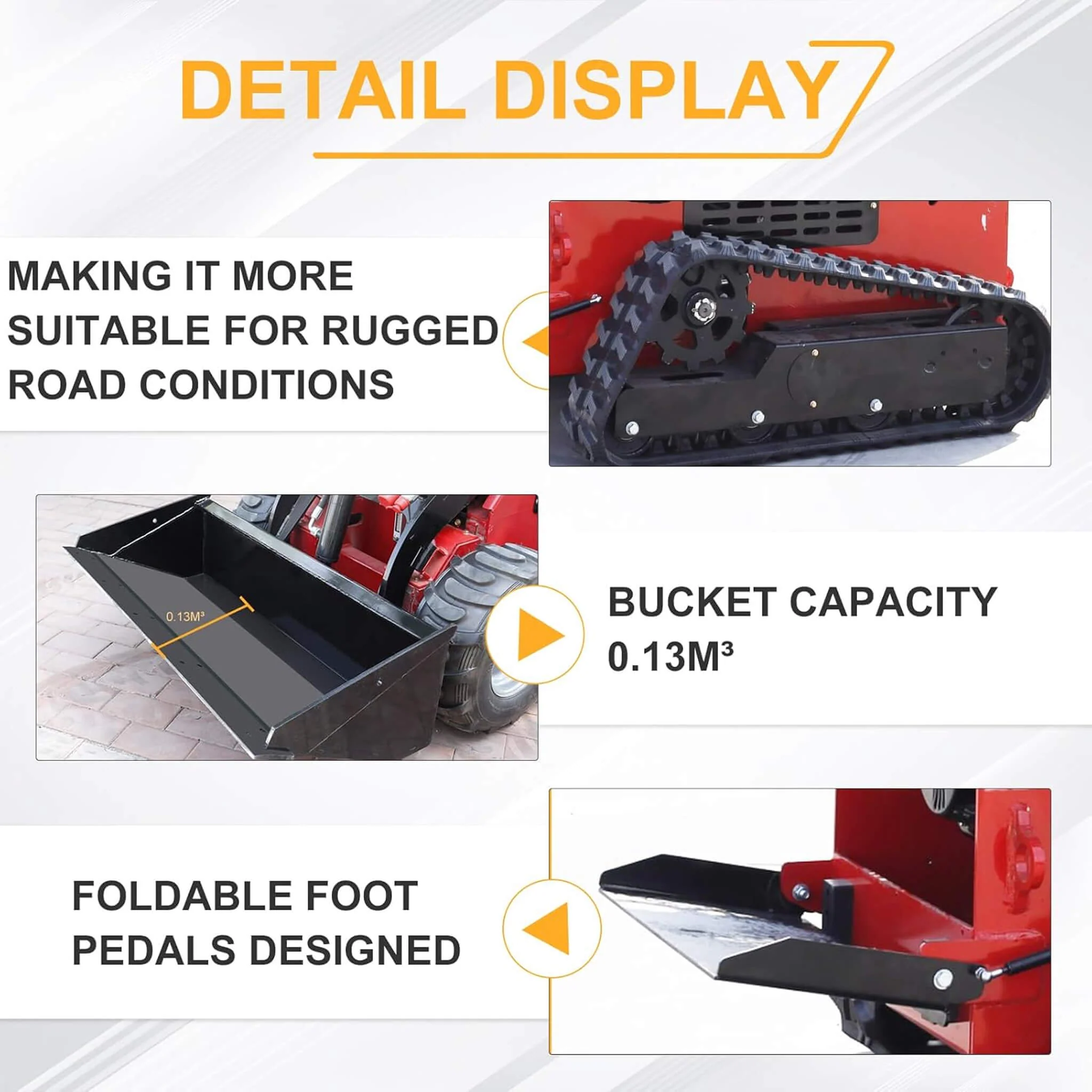 Heavy-Duty 13.5HP Mini Crawler Skid Steer Loader With Bucket (SAK39052) - Image 4
