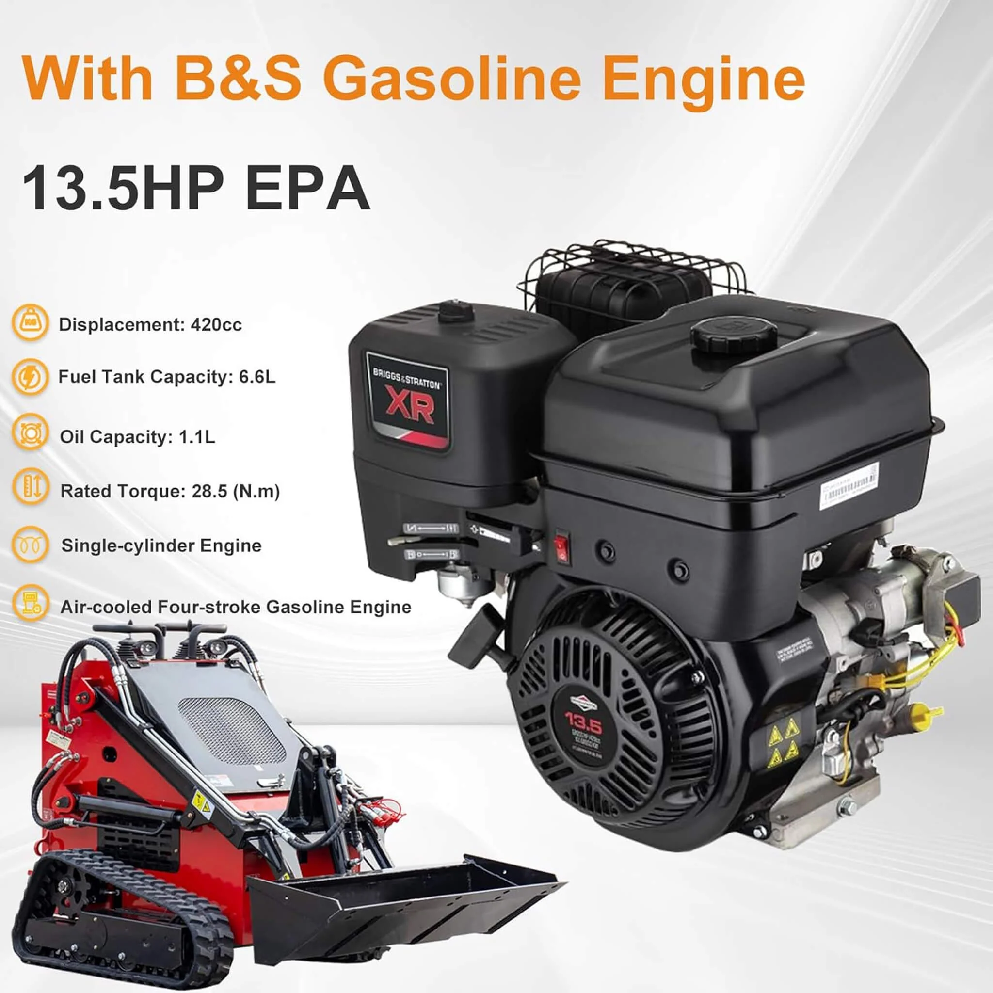 Heavy-Duty 13.5HP Mini Crawler Skid Steer Loader With Bucket (SAK39052) - Image 6