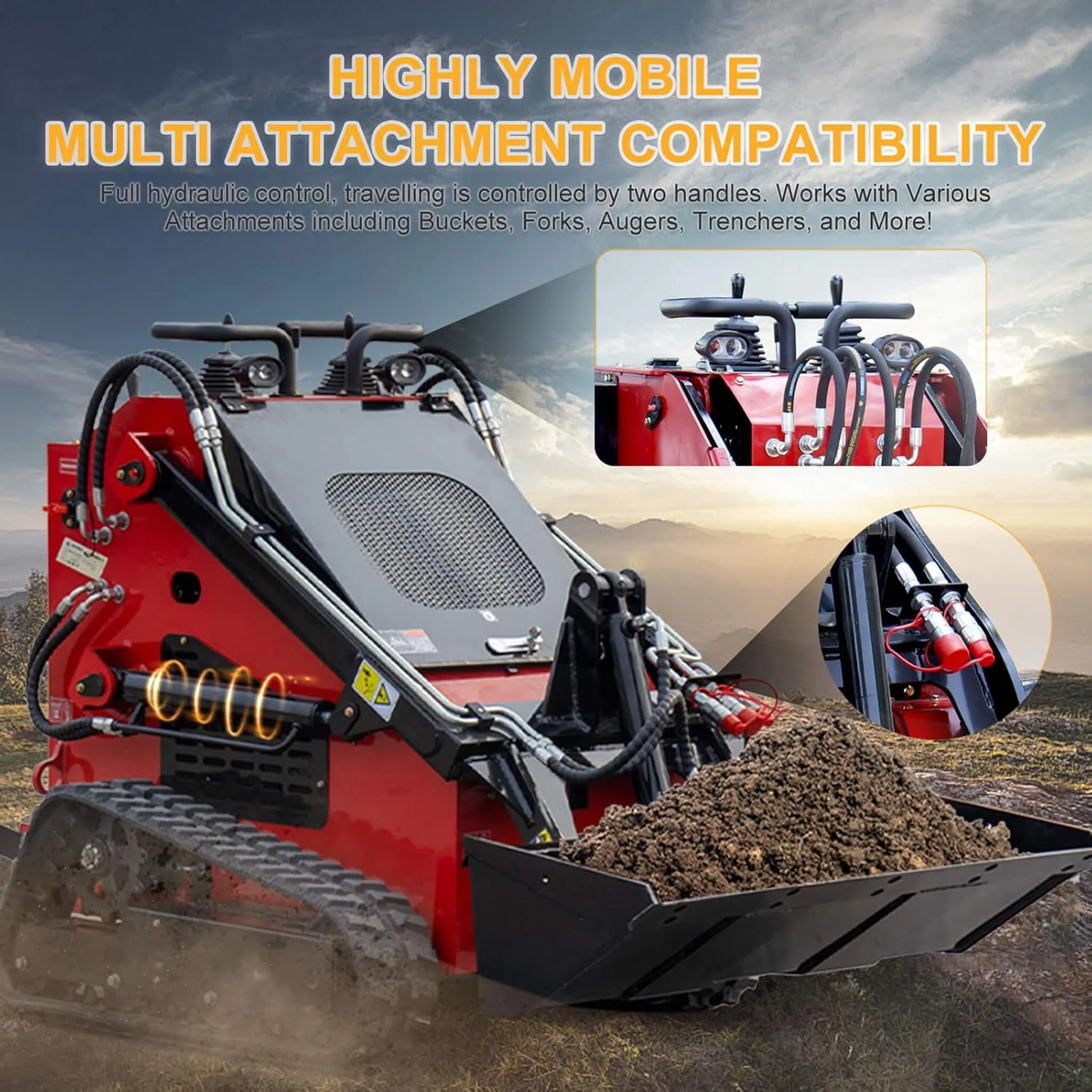 Heavy-Duty 13.5HP Mini Crawler Skid Steer Loader With Bucket (SAK39052) - Image 8