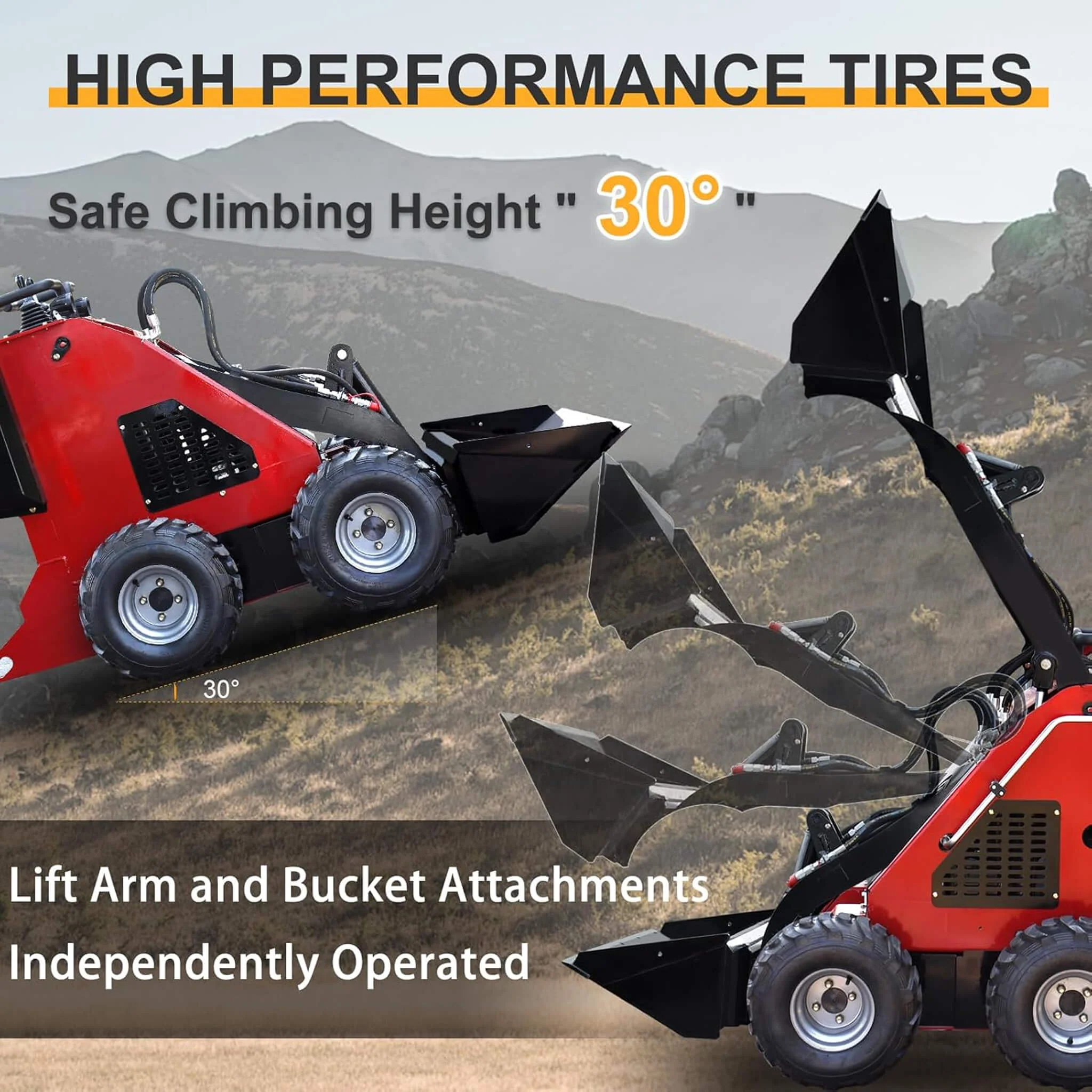 Heavy-Duty 13.5HP Mini Gas Skid Steer Loader With Wide Bucket (SAK69105) - Image 5