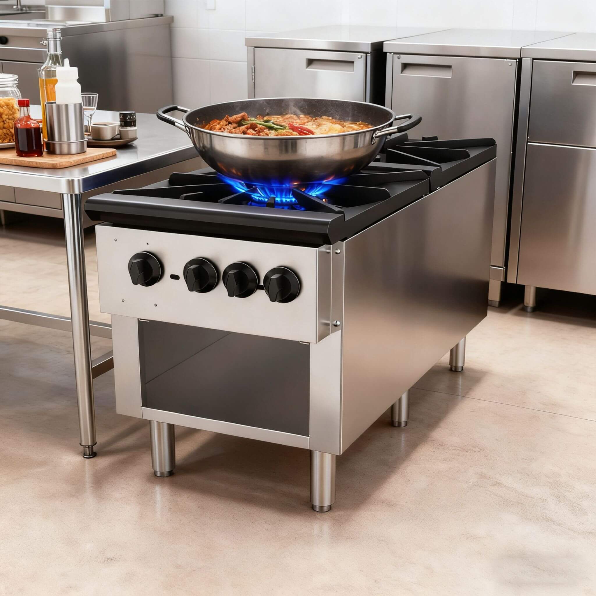 Heavy-Duty 18K BTU Commercial 2-Burner Stainless Steel Gas Stove Range (SAK40721) - Image 3