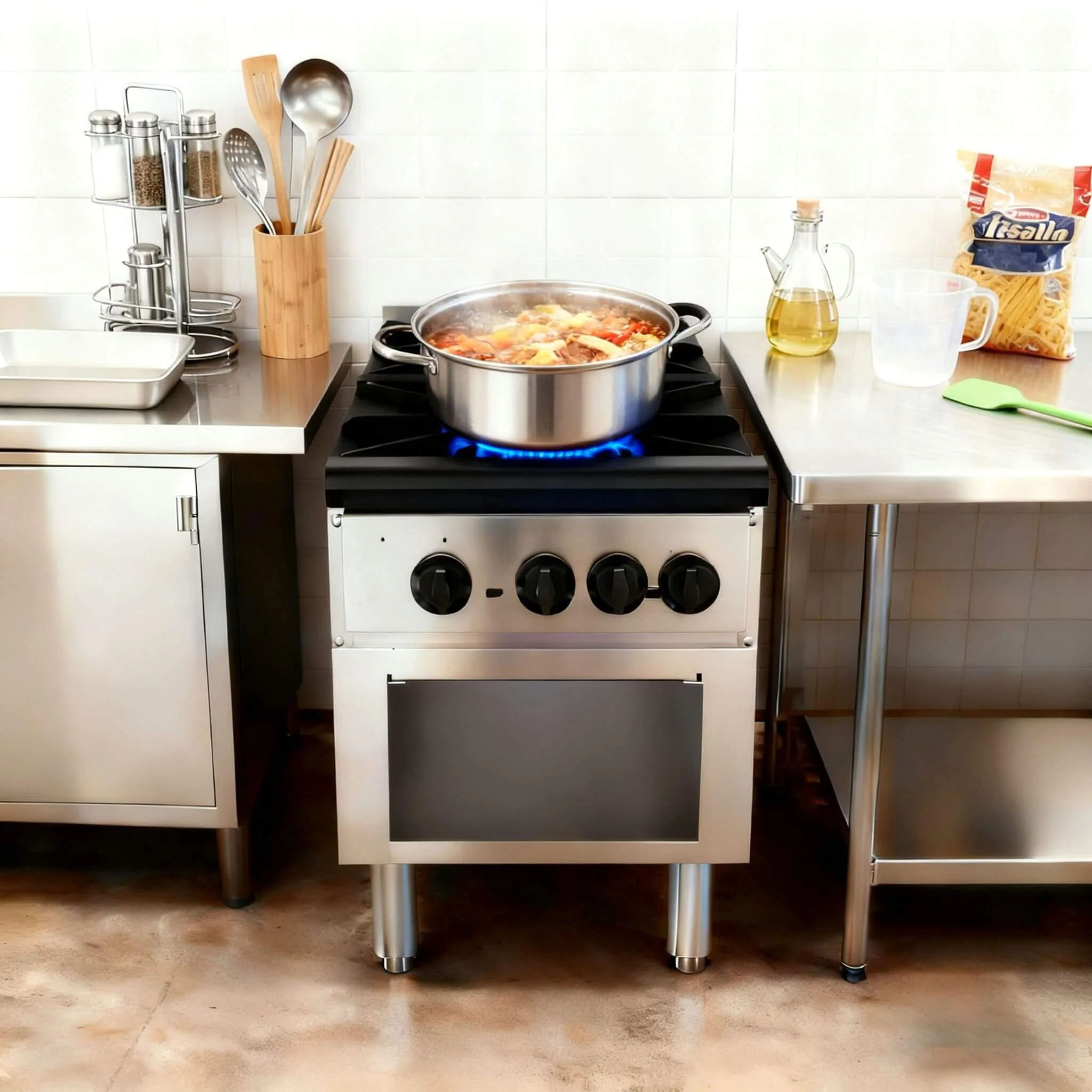 Heavy-Duty 18K BTU Commercial 2-Burner Stainless Steel Gas Stove Range (SAK40721) - Image 8