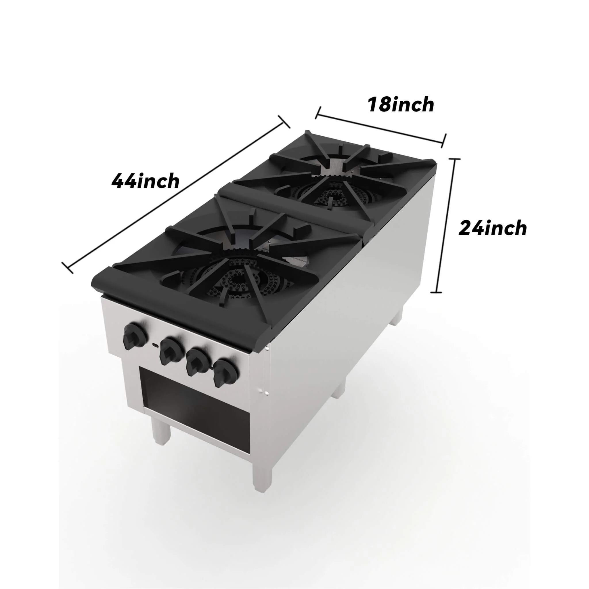 Heavy-Duty 18K BTU Commercial 2-Burner Stainless Steel Gas Stove Range (SAK40721) - Image 9