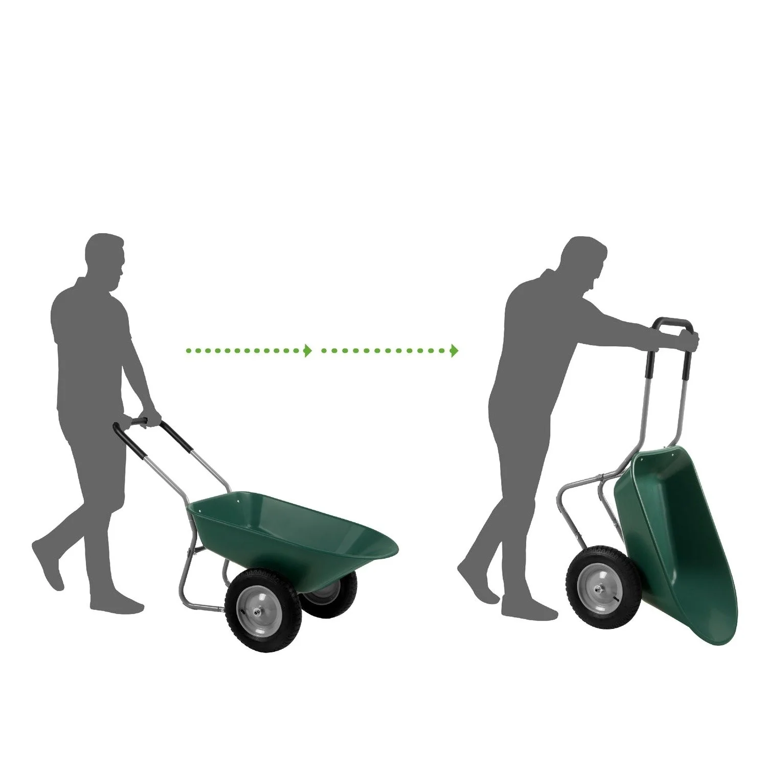 Heavy Duty 2-Wheel Multipurpose Rust Proof Wheelbarrow - Green - Image 2