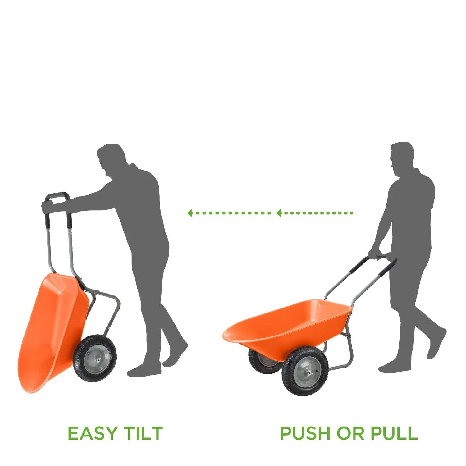 Heavy Duty 2-Wheel Multipurpose Rust Proof Wheelbarrow - Orange - Image 3