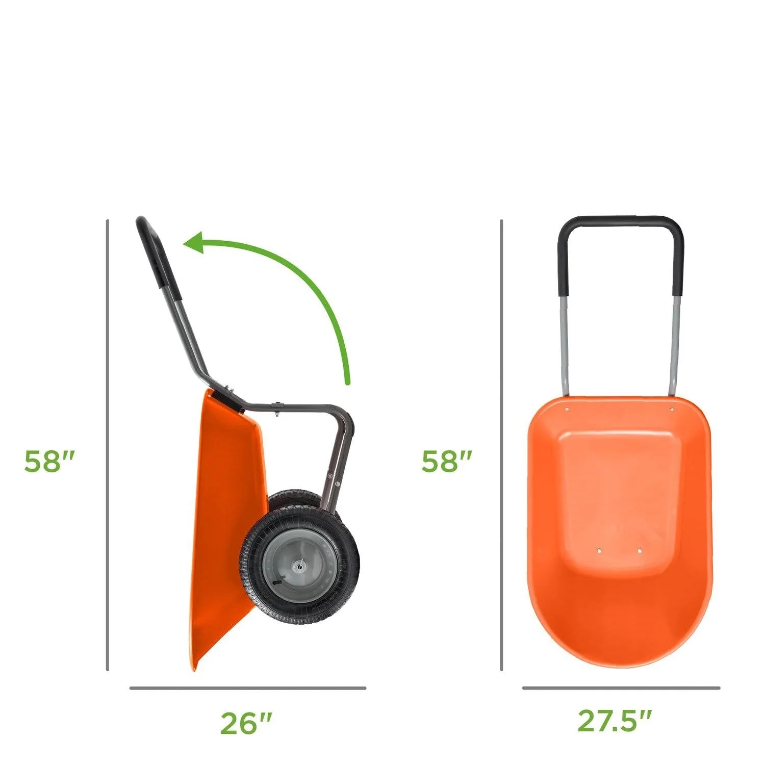 Heavy Duty 2-Wheel Multipurpose Rust Proof Wheelbarrow - Orange - Image 4