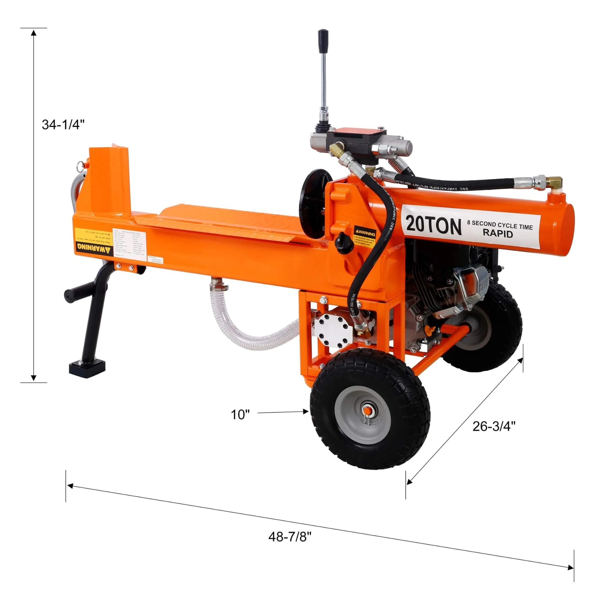 Heavy-Duty 20-Ton 7HP Portable Log Splitter With Auto-Return Hydraulic Ram (SAK15842) - Image 15