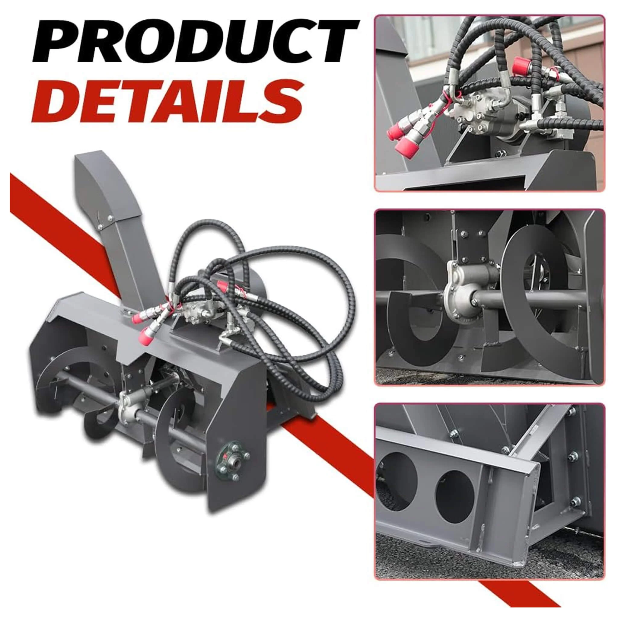 Heavy-Duty 23-Inch Skid Steer Snow Blower Attachment With Directional Chute (SAK94301) - Image 5