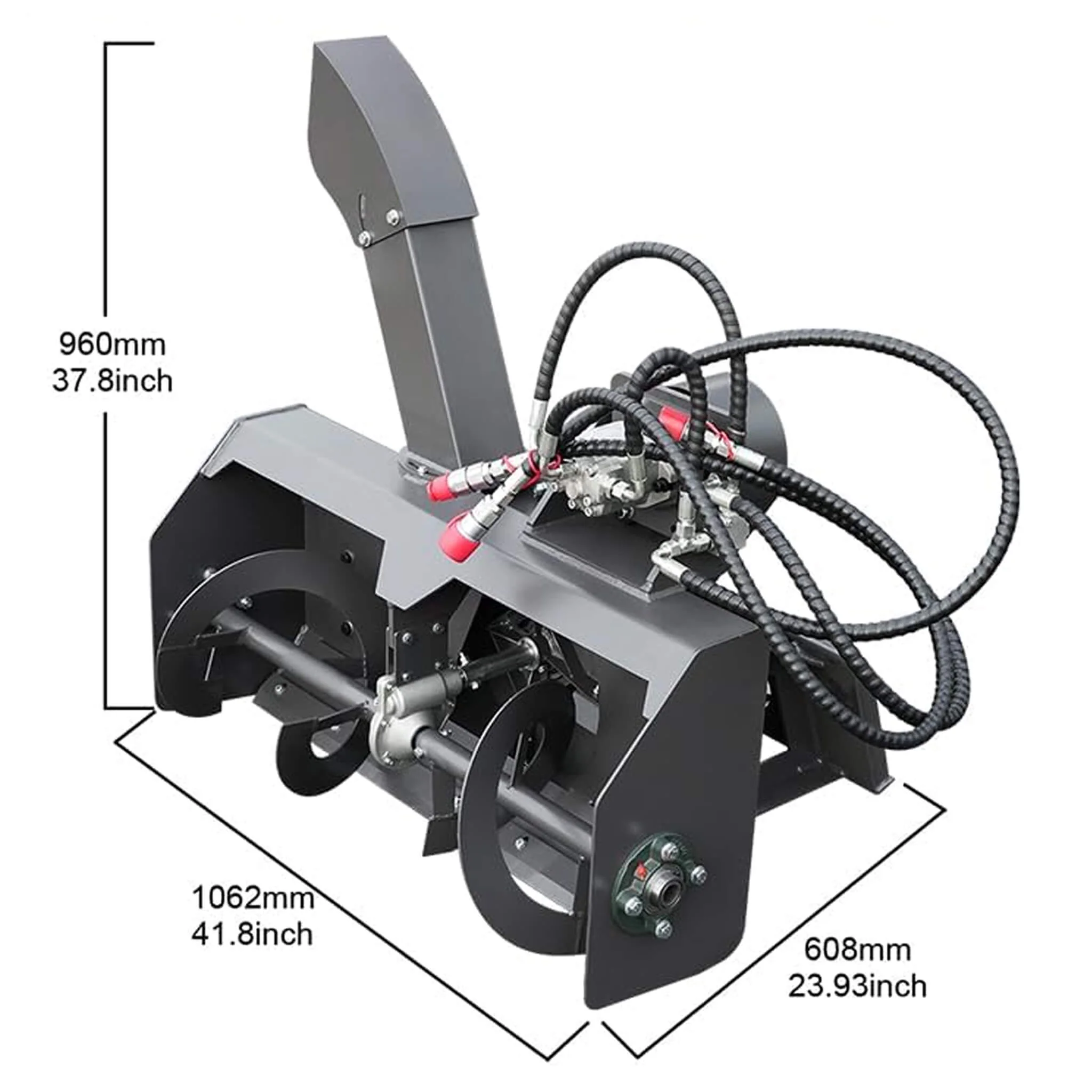 Heavy-Duty 23-Inch Skid Steer Snow Blower Attachment With Directional Chute (SAK94301) - Image 6
