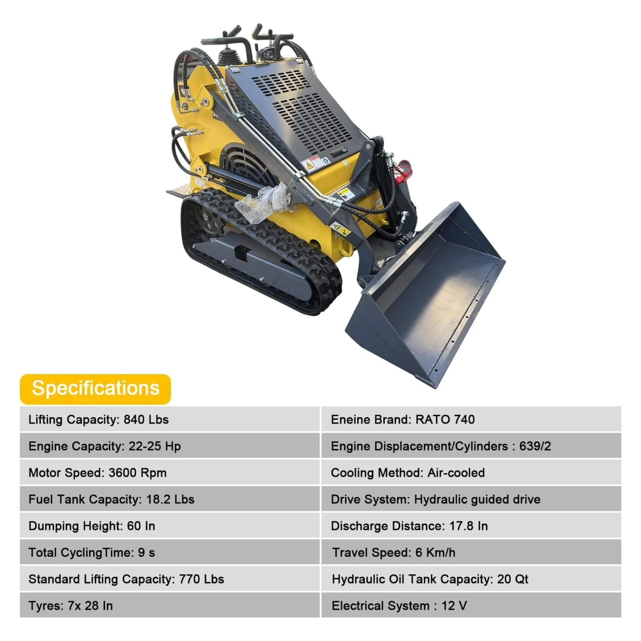 Heavy-Duty 23HP Mini Triangular Skid Steer Bucket Loader (SAK15873) - Image 7