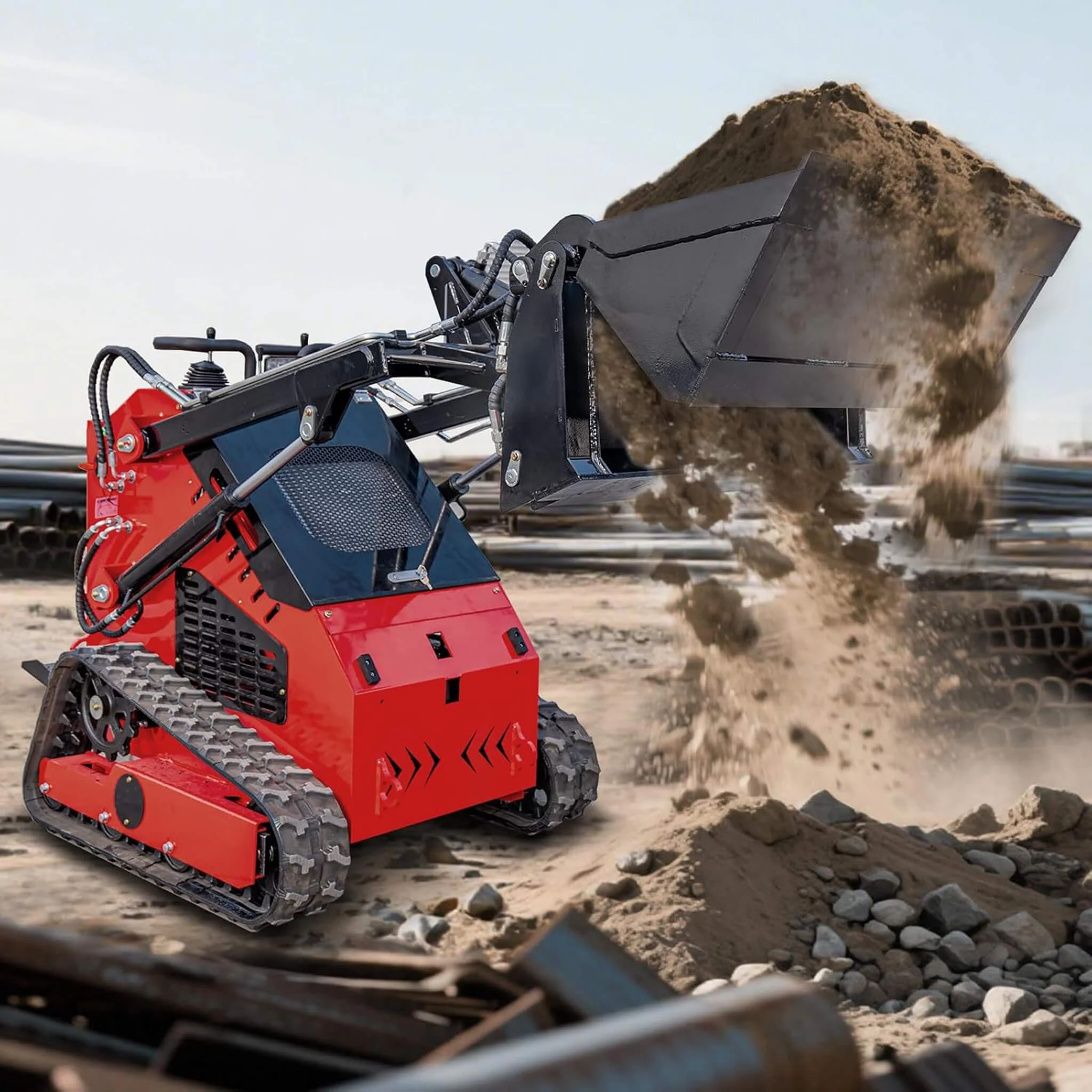 Heavy-Duty 4-In-1 Multipurpose Mini Skid Steer Bucket Combo Attachment (SAK12847) - Image 3