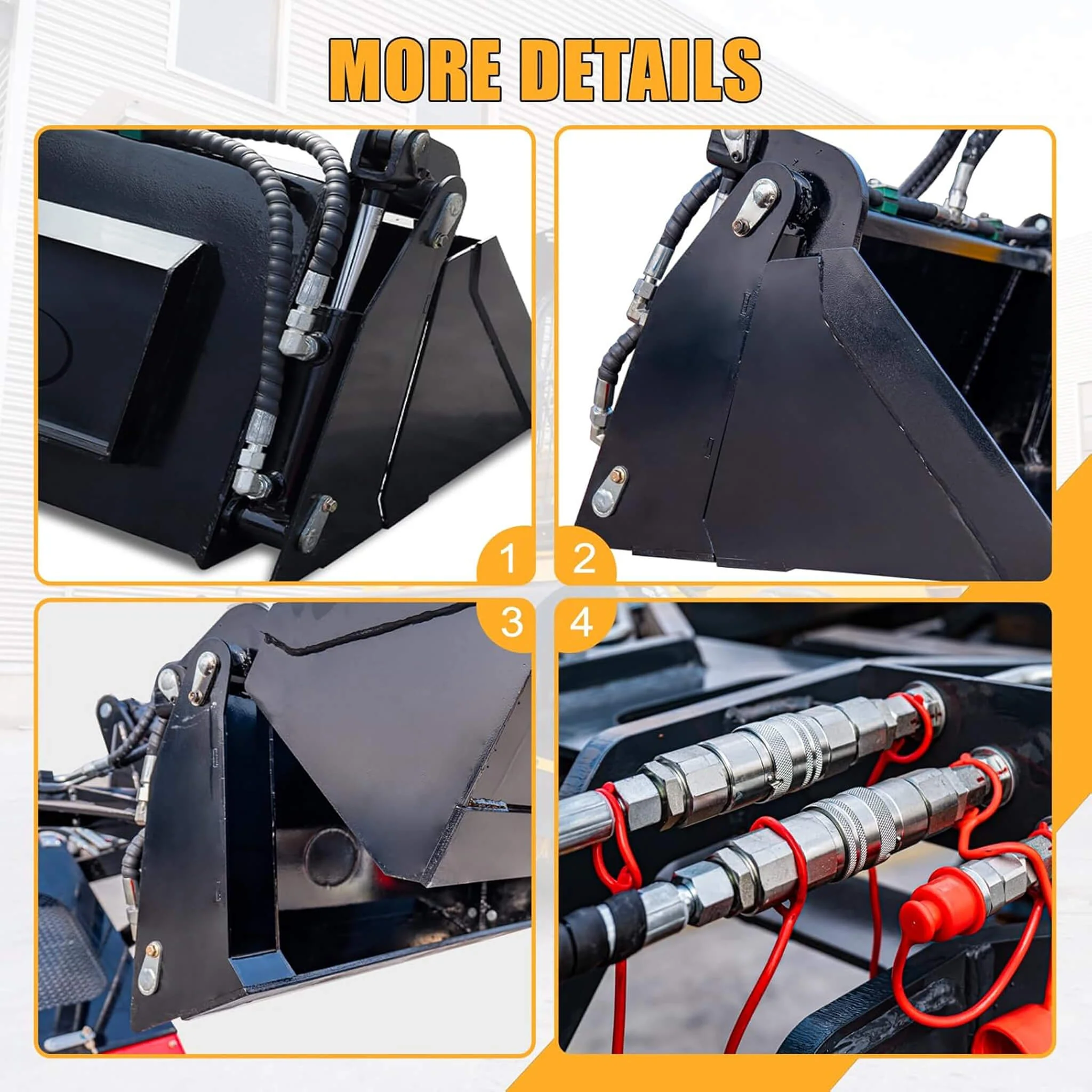 Heavy-Duty 4-In-1 Multipurpose Mini Skid Steer Bucket Combo Attachment (SAK12847) - Image 4