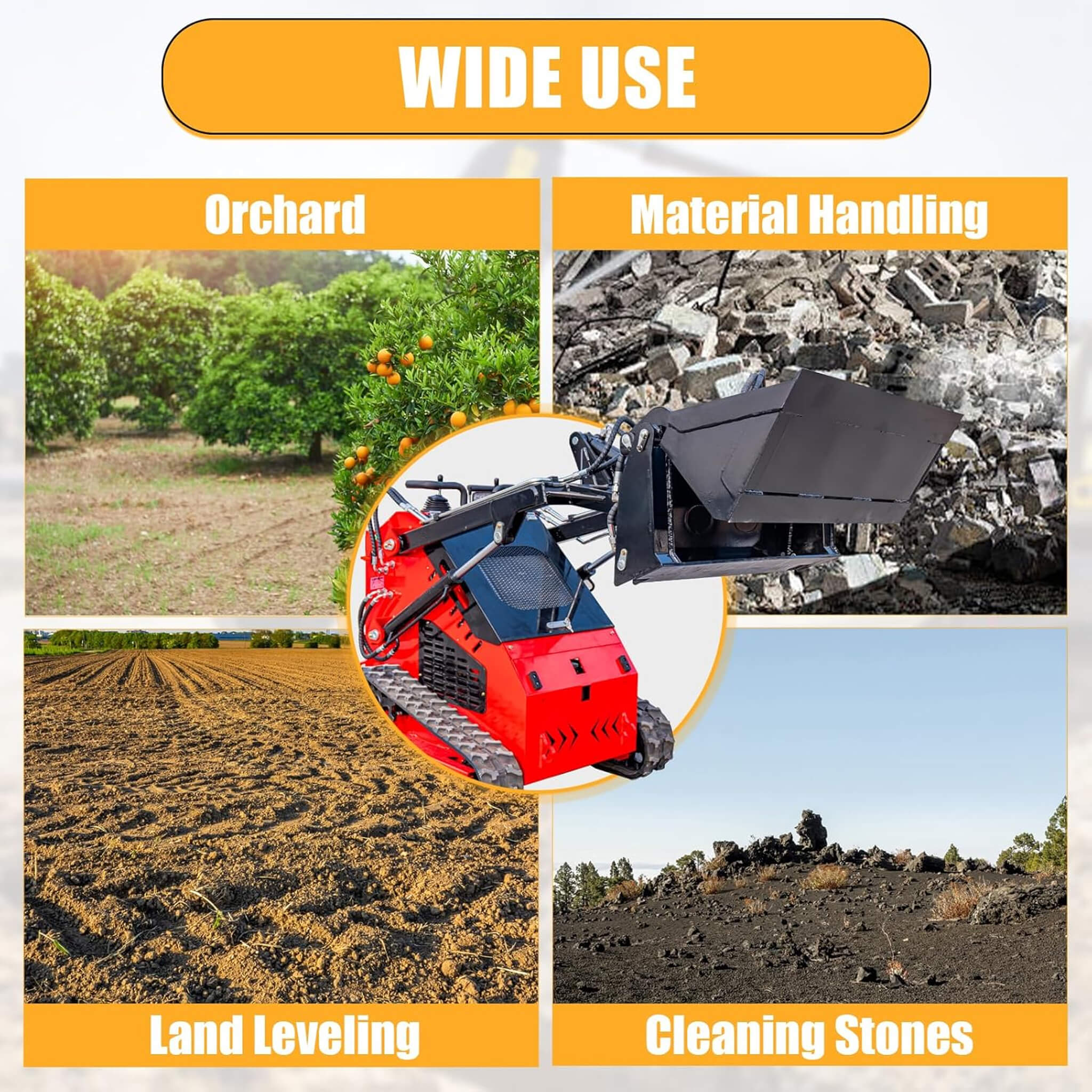 Heavy-Duty 4-In-1 Multipurpose Mini Skid Steer Bucket Combo Attachment (SAK12847) - Image 6
