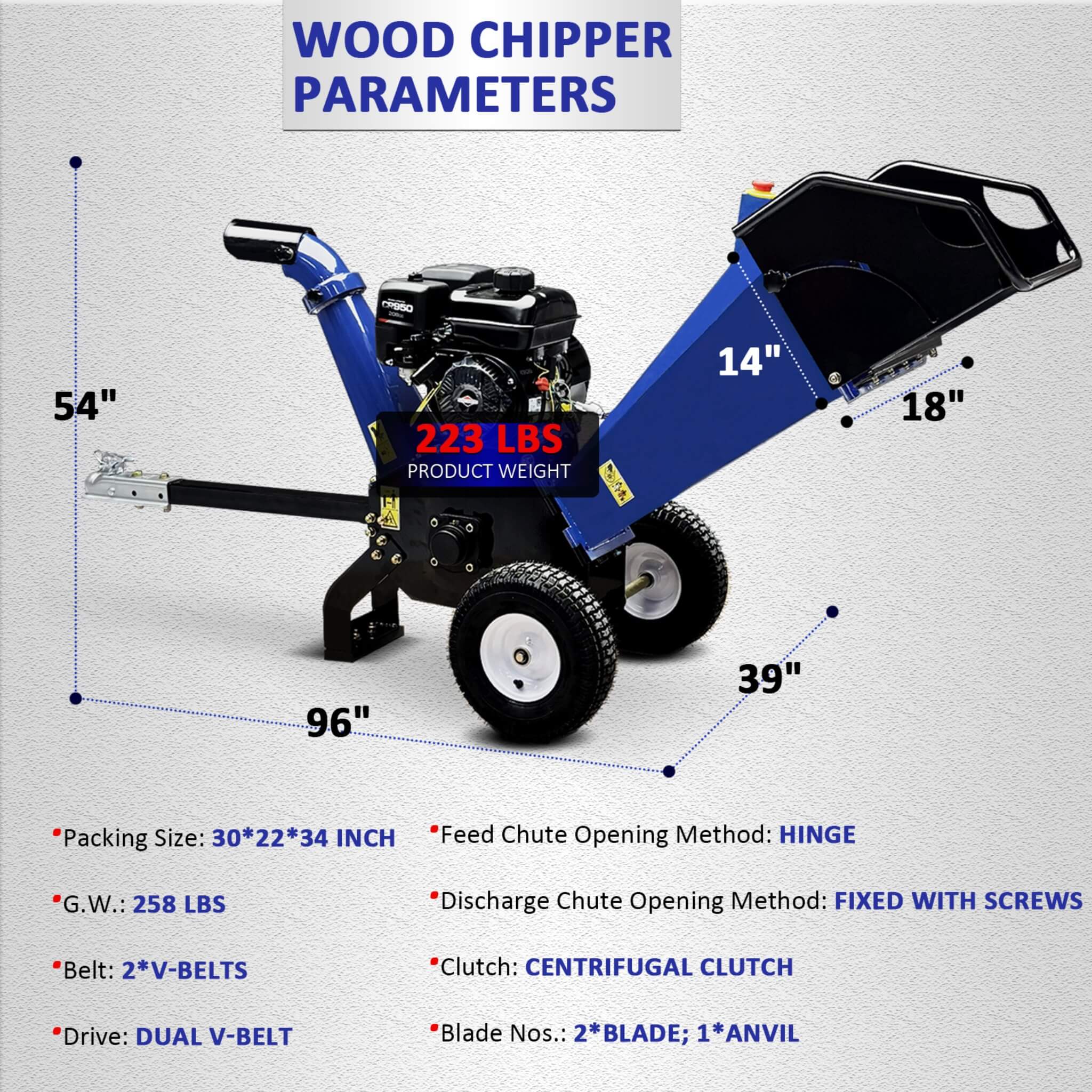 Heavy-Duty 4-Inch 208CC Gas Wood Chipper Shredder With Tow Hitch (SAK47504) - Image 10