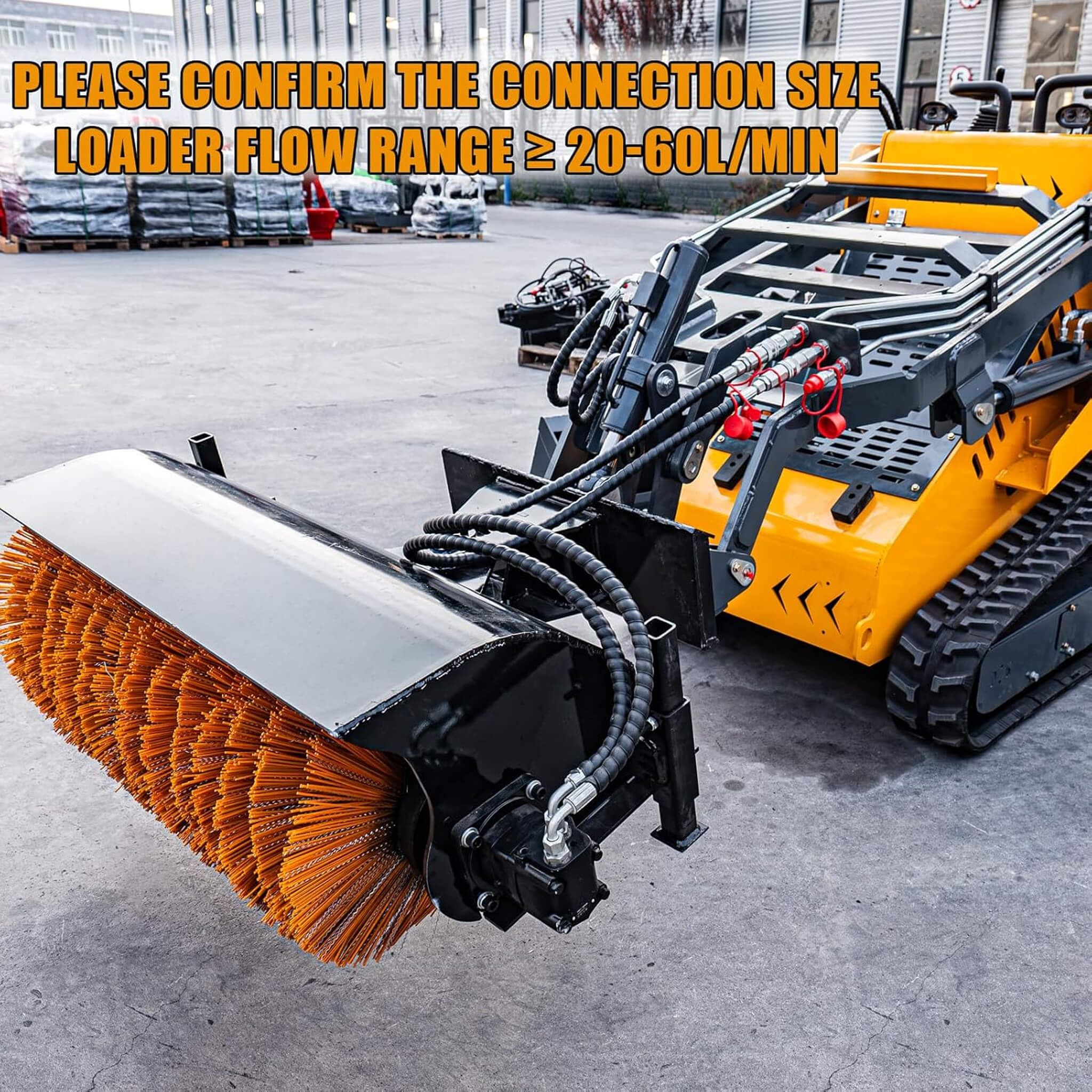 Heavy-Duty 41-Inch Hydraulic Skid Steer Broom Sweeper Attachment With Angle Tilt (SAK20963) - Image 6