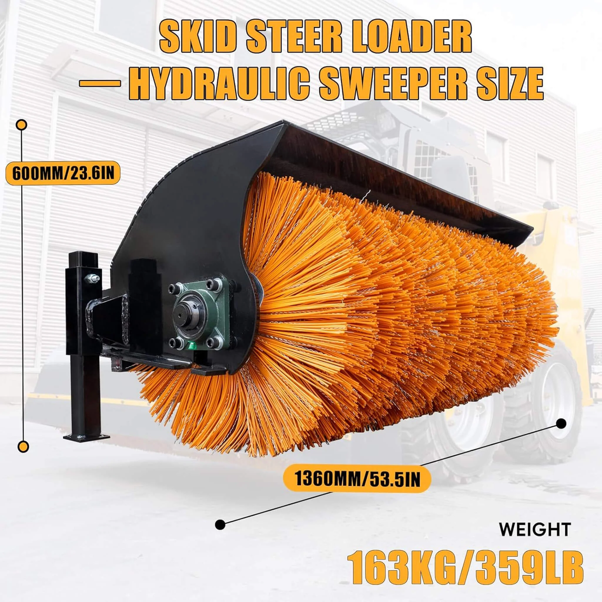 Heavy-Duty 41-Inch Hydraulic Skid Steer Broom Sweeper Attachment With Angle Tilt (SAK20963) - Image 9
