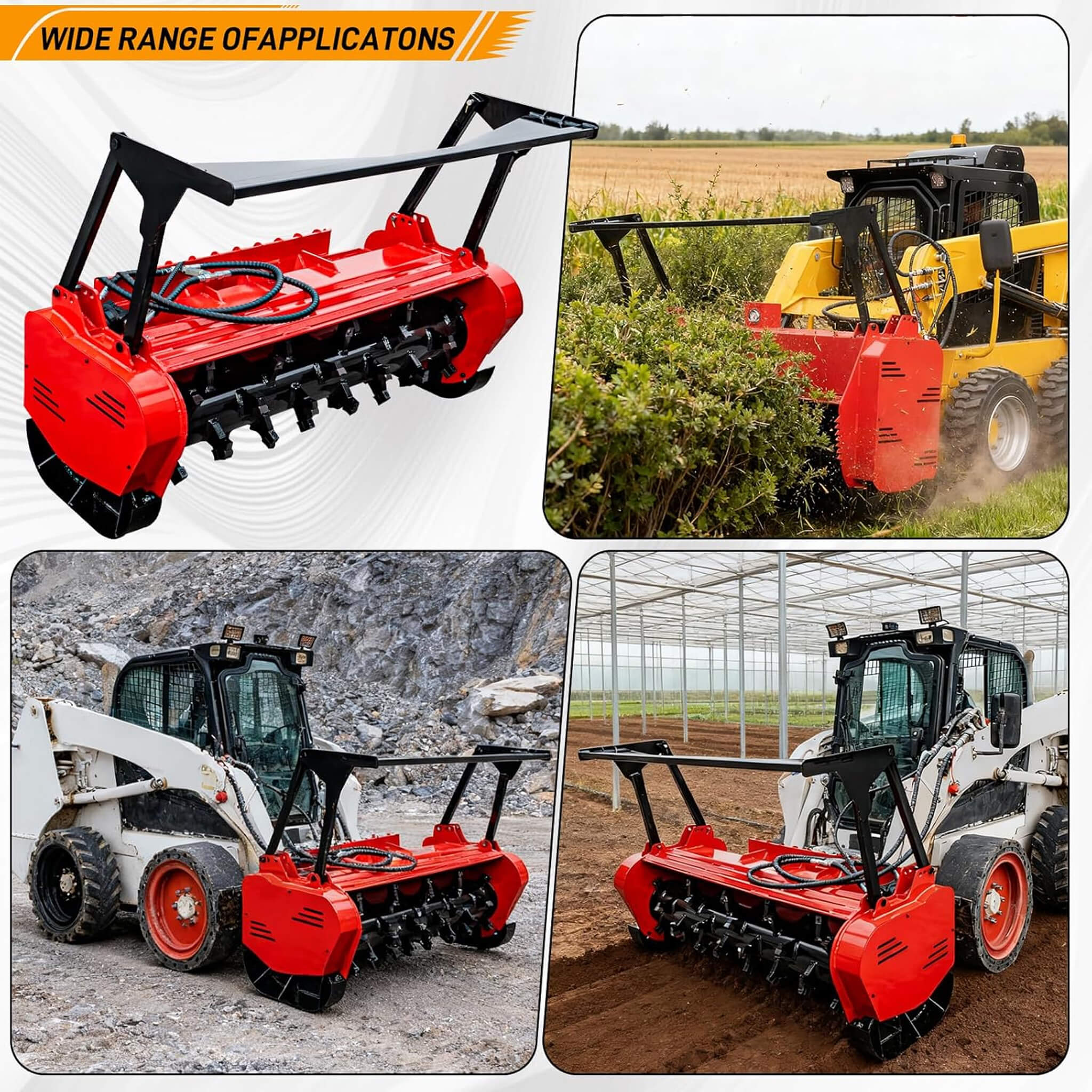Heavy-Duty 46-Inch Drum Forestry Skid Steer Mulcher Attachment (SAK30495) - Image 5