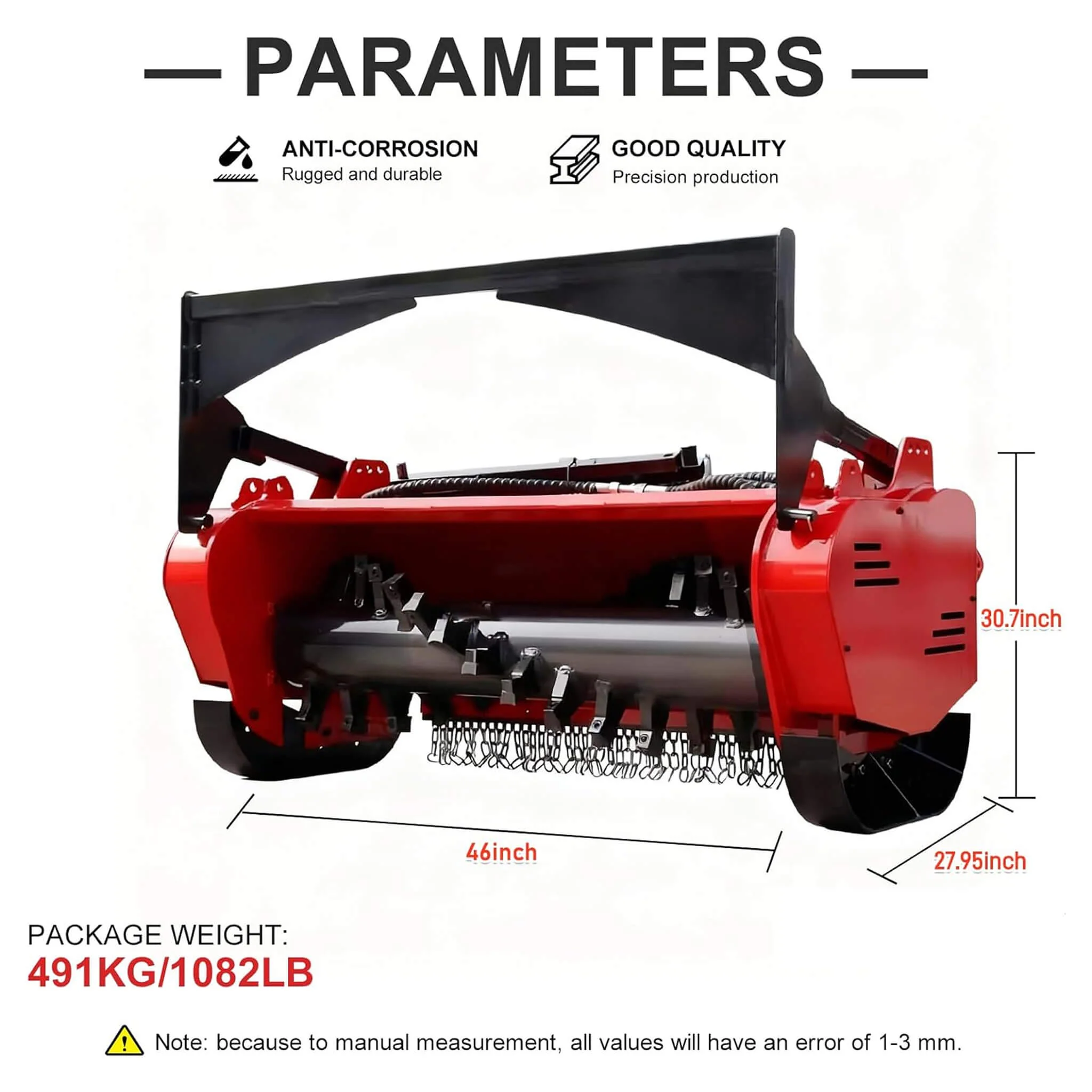 Heavy-Duty 46-Inch Drum Forestry Skid Steer Mulcher Attachment (SAK30495) - Image 8
