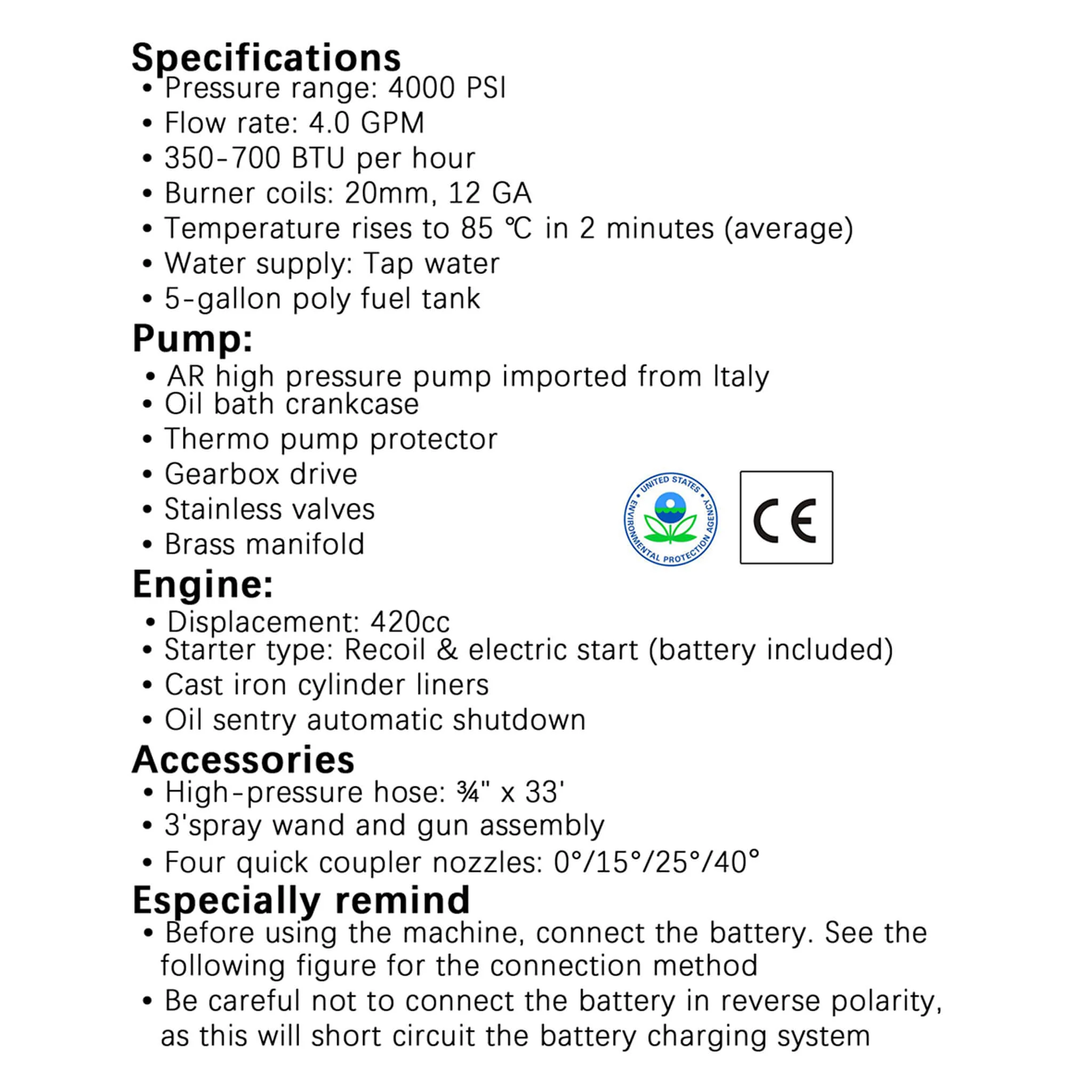 Heavy-Duty 4GPM 4000PSI Commercial Portable Hot Water Pressure Power Washer (SAK26013) - Image 12