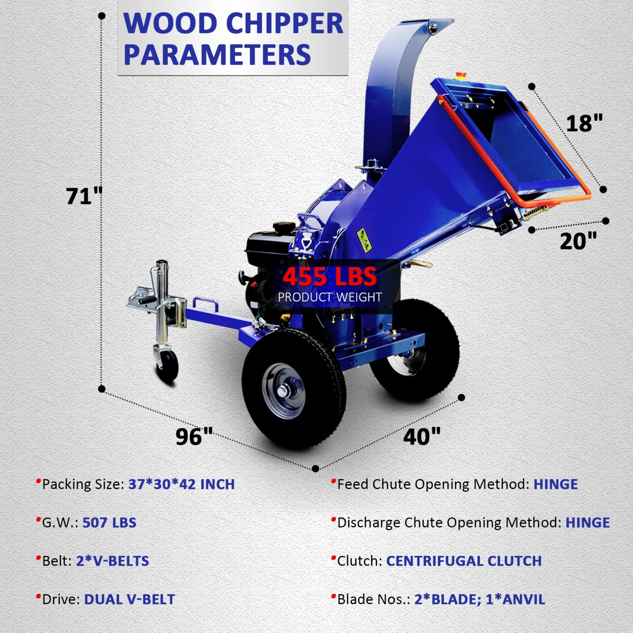 Heavy-Duty 5-Inch 15HP 420CC Gas Towable Wood Chipper Shredder With Recoil Start (SAK51947) - Image 11