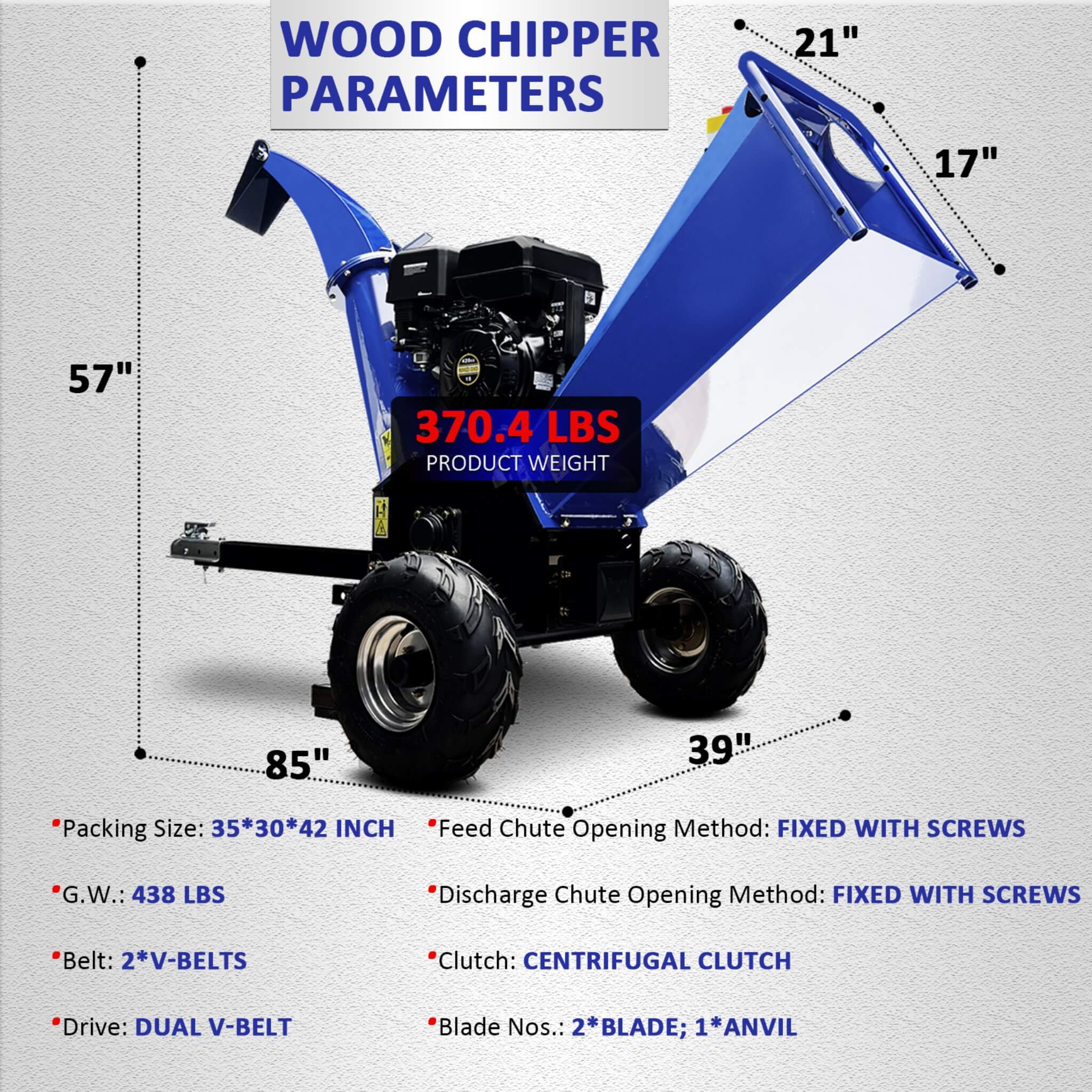 Heavy-Duty 5-Inch 15HP 420CC Gas Wood Chipper Shredder With Electric Start And Tow Hitch (SAK48652) - Image 10