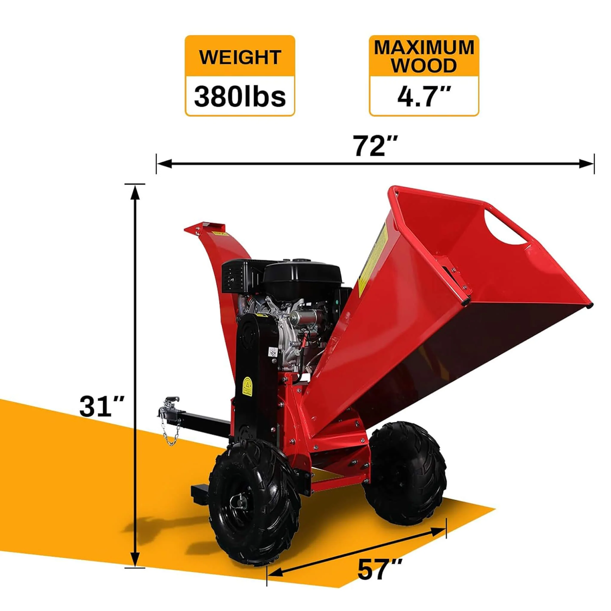 Heavy-Duty 5-Inch 420CC 15HP Towable Gas Wood Chipper Shredder Mulcher (SAK17493) - Image 7