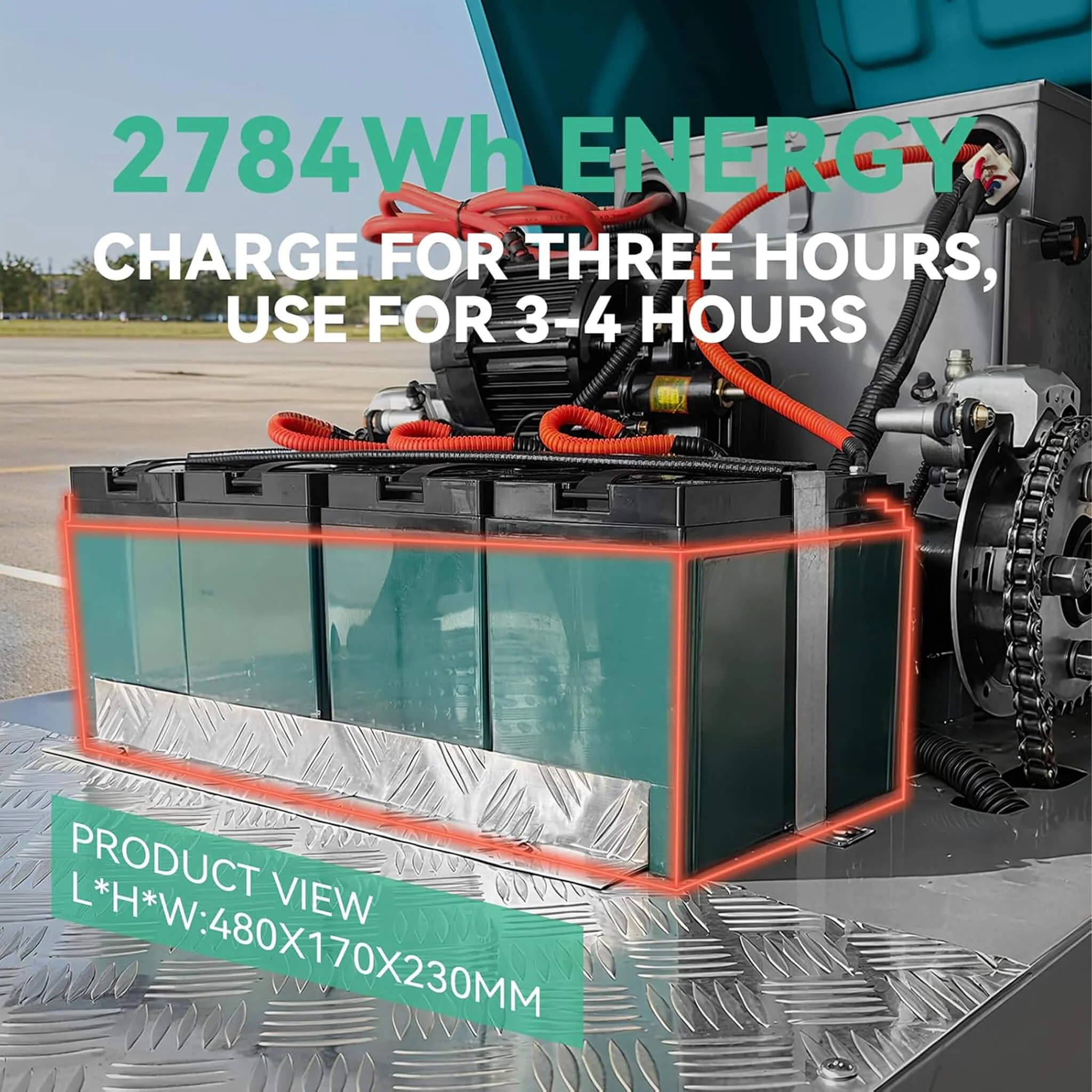 Heavy-Duty 51-Inch Electric Ride-On Floor Industrial Sweeper With Dustbin & Water Tank (SAK69418) - Image 8