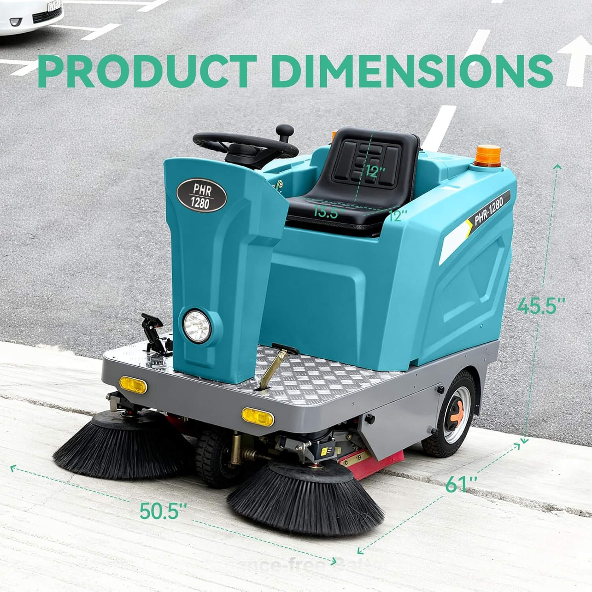 Heavy-Duty 51-Inch Electric Ride-On Floor Industrial Sweeper With Dustbin & Water Tank (SAK69418) - Image 9