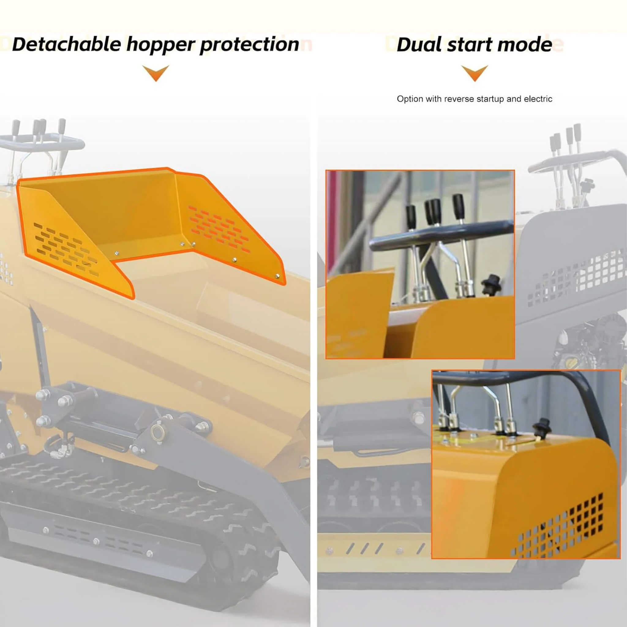 Heavy-Duty 6.5HP 1100LBS Tracked Hydraulic Dumper With Shovel (SAK62780) - Image 10
