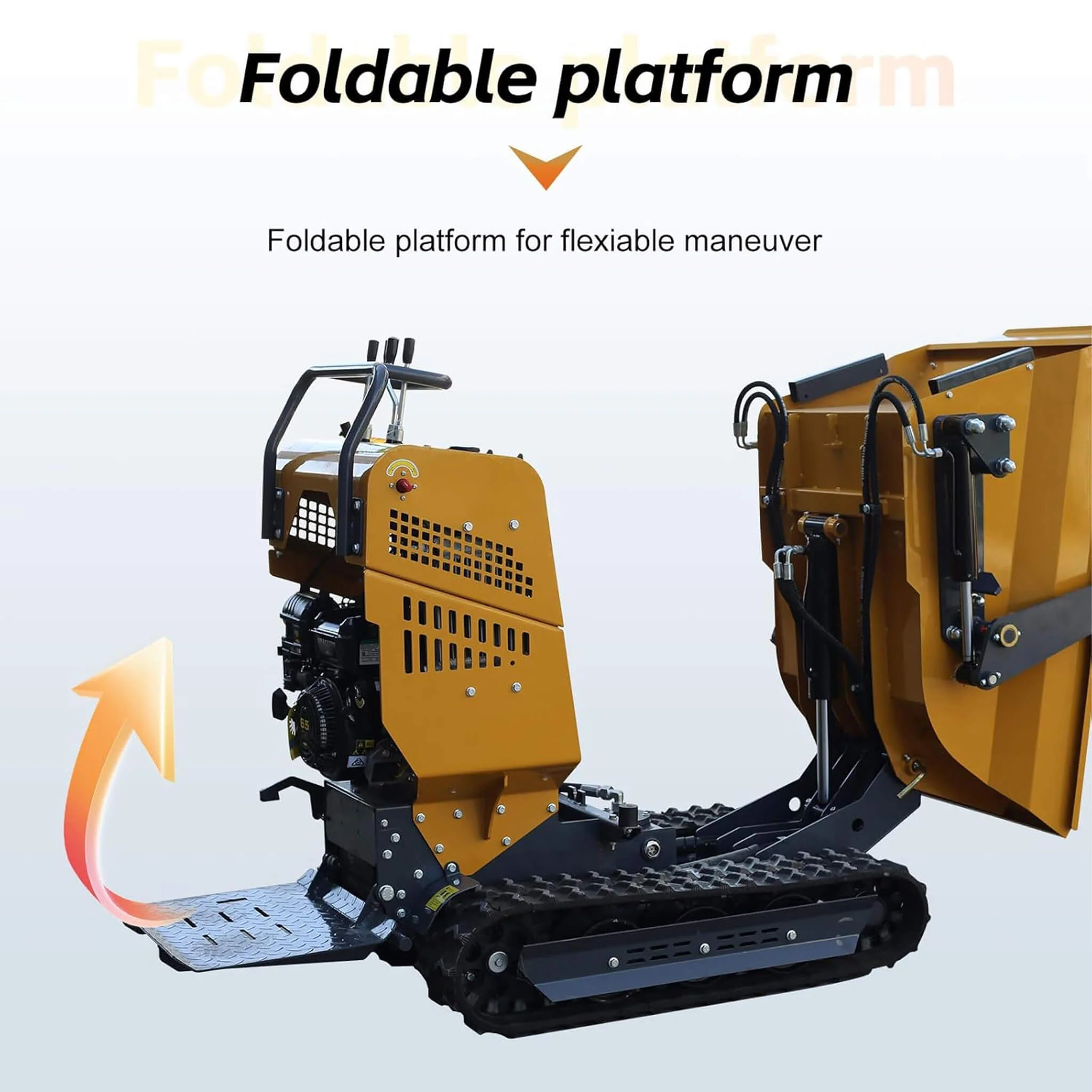 Heavy-Duty 6.5HP 1100LBS Tracked Hydraulic Dumper With Shovel (SAK62780) - Image 12