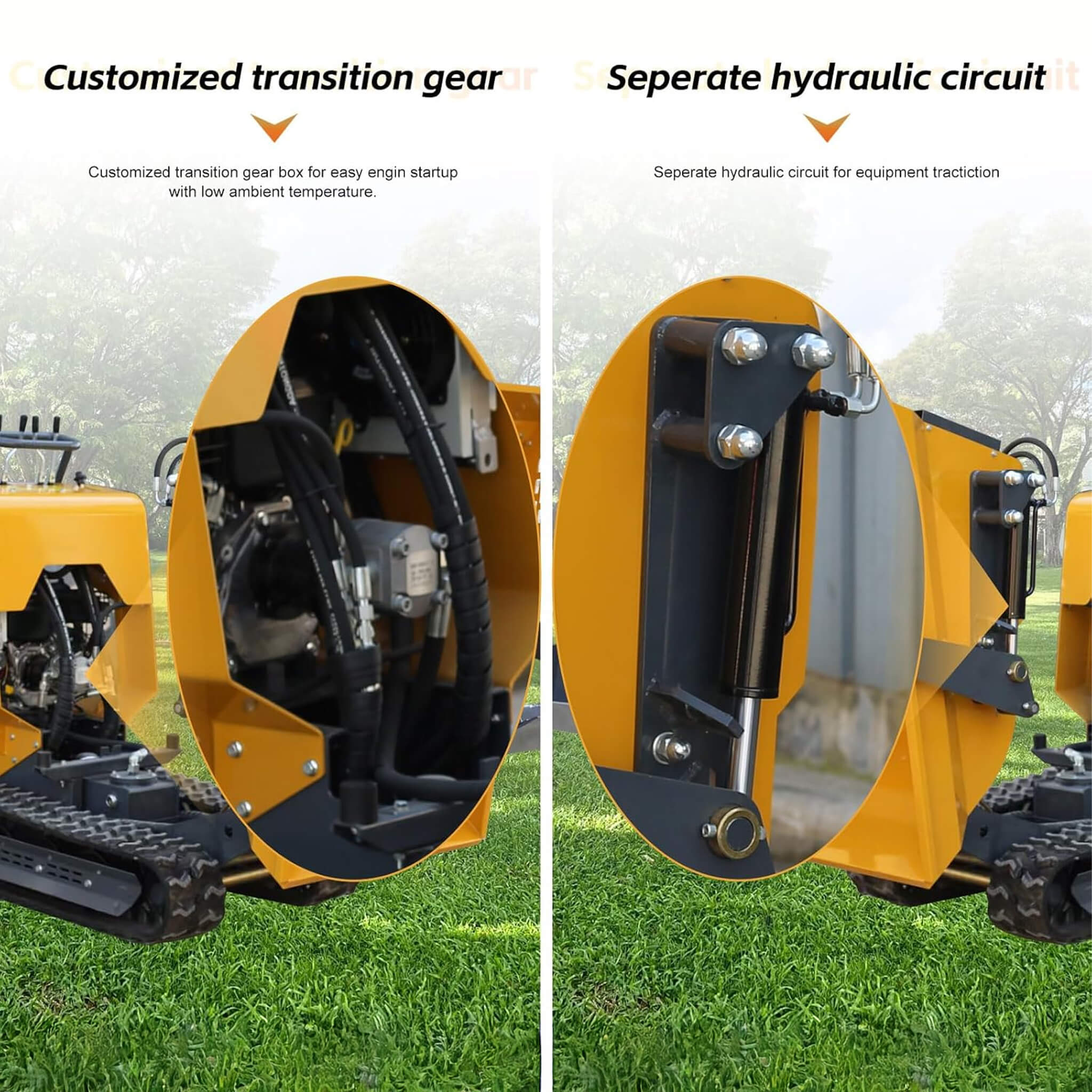 Heavy-Duty 6.5HP 1100LBS Tracked Hydraulic Dumper With Shovel (SAK62780) - Image 6