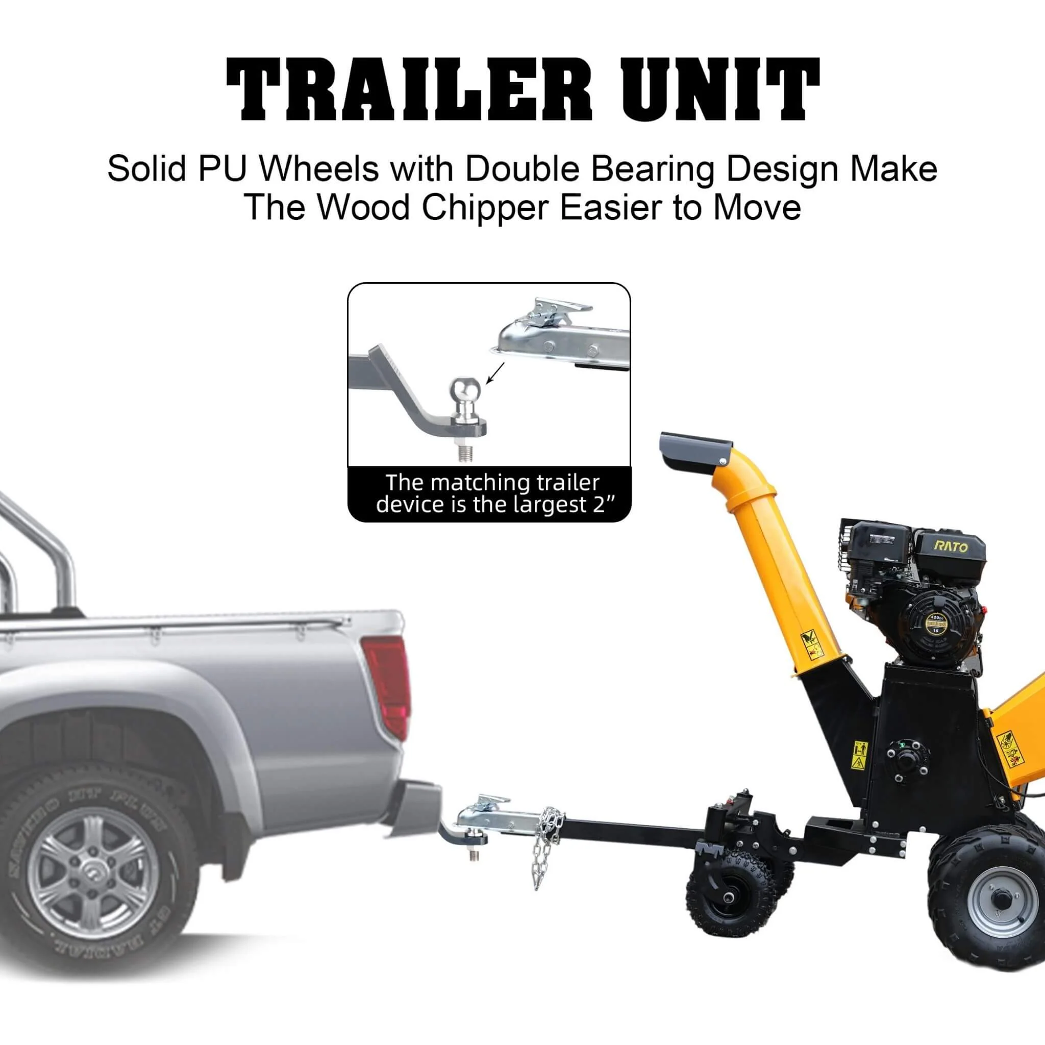 Heavy-Duty 6-Inch 420CC 15HP Gas Wood Chipper Shredder Mulcher With Tow Bar & Safety Stop Bar (SAK42731) - Image 4