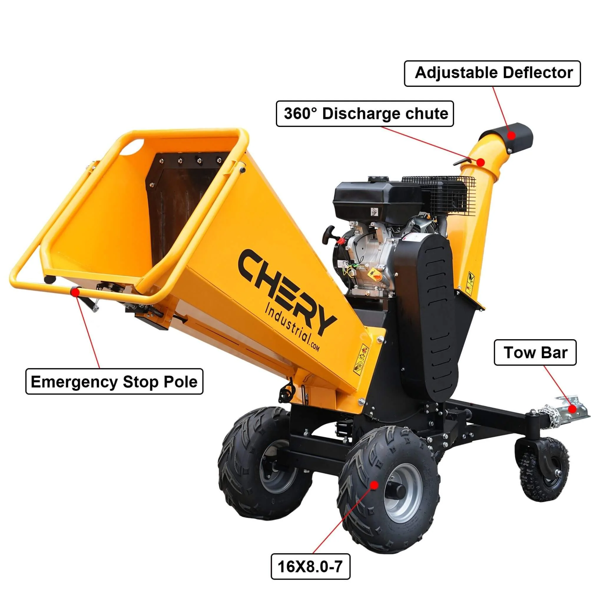 Heavy-Duty 6-Inch 420CC 15HP Gas Wood Chipper Shredder Mulcher With Tow Bar & Safety Stop Bar (SAK42731) - Image 6