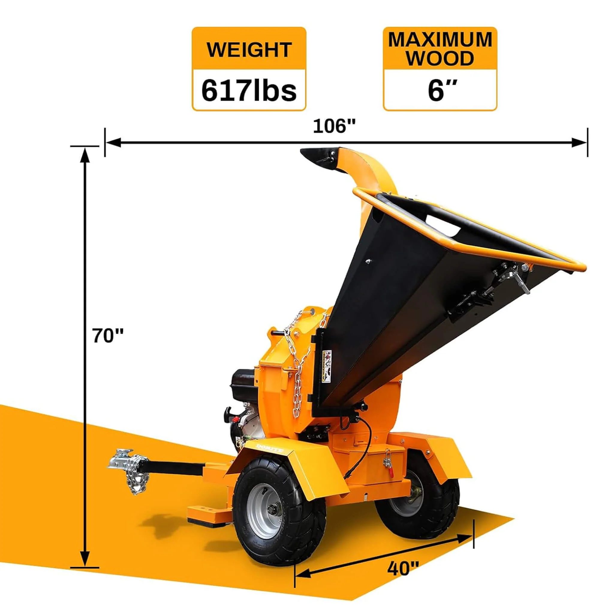 Heavy-Duty 6-Inch 420CC 15HP Towable Gas Wood Chipper Shredder (SAK84602) - Image 7