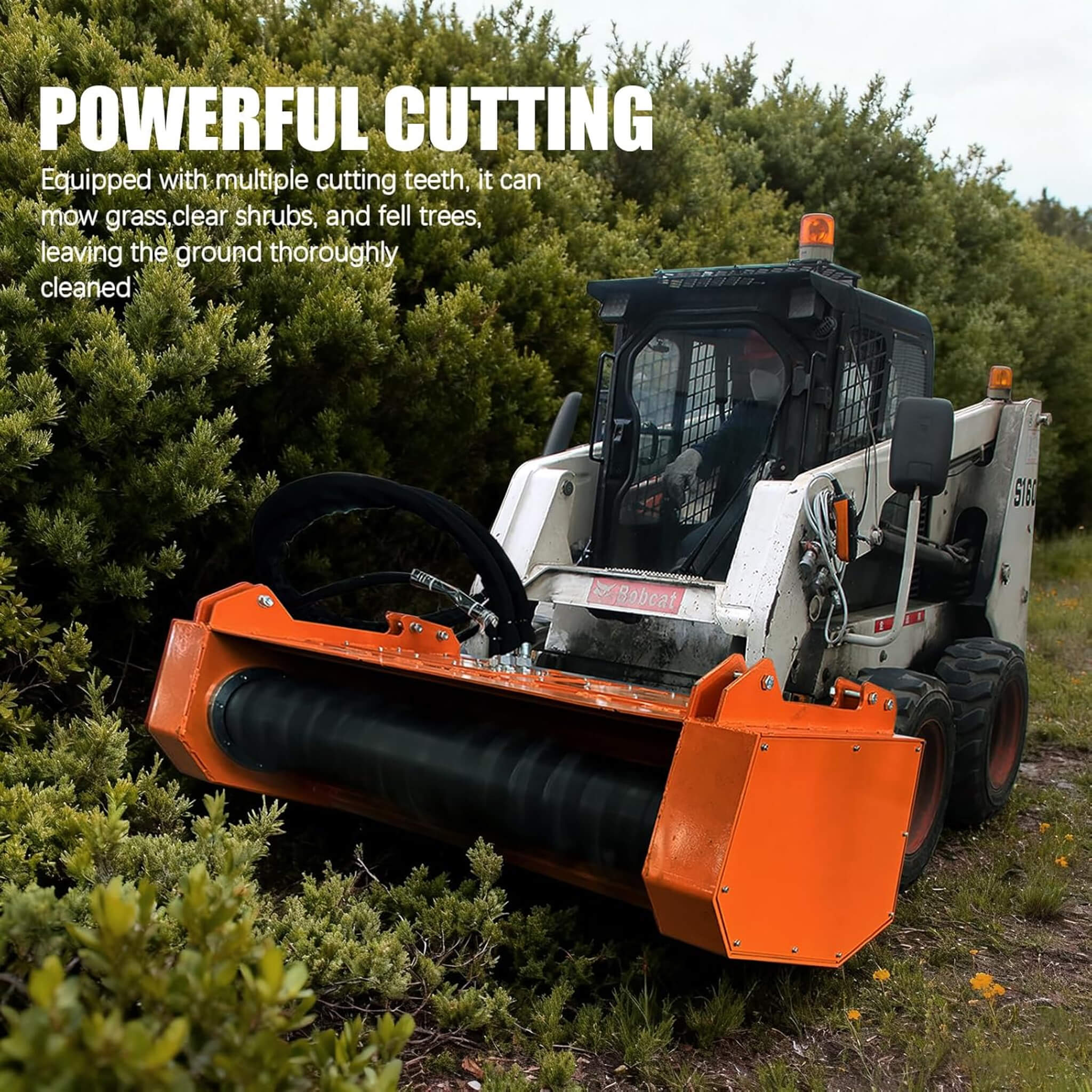 Heavy-Duty 60-Inch Hydraulic Skid Steer Loader Forestry Mulcher Attachment (SAK76249) - Image 2