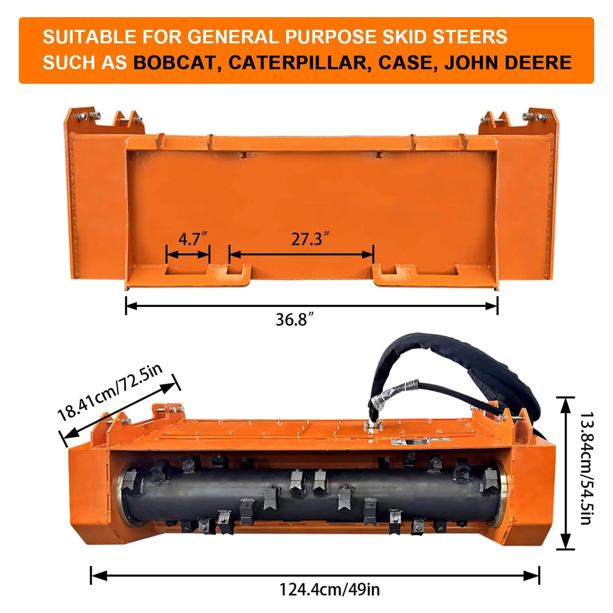 Heavy-Duty 60-Inch Hydraulic Skid Steer Loader Forestry Mulcher Attachment (SAK76249) - Image 3