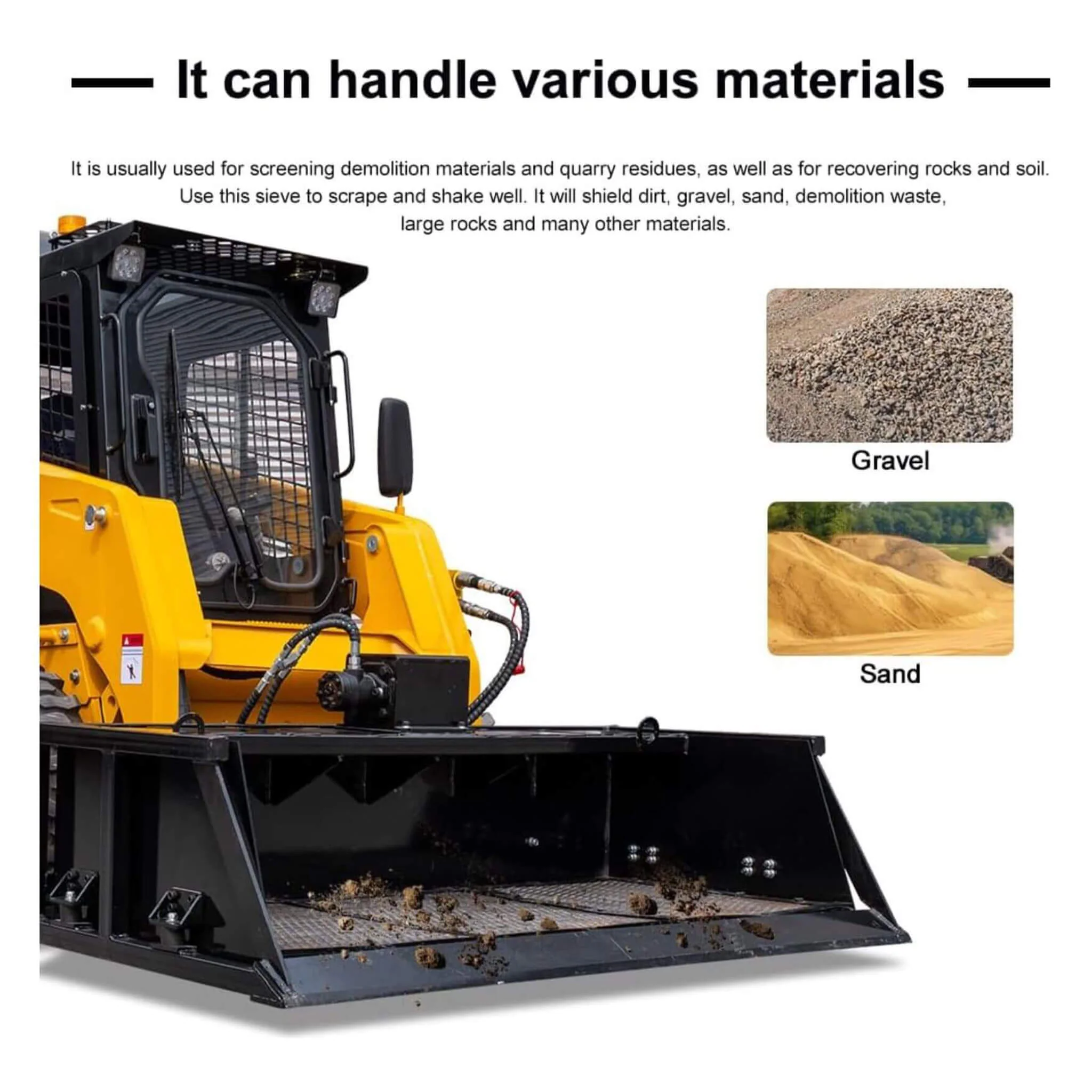 Heavy-Duty 60-Inch Topsoil Screening Skid Steer Bucket Attachment (SAK10294) - Image 4