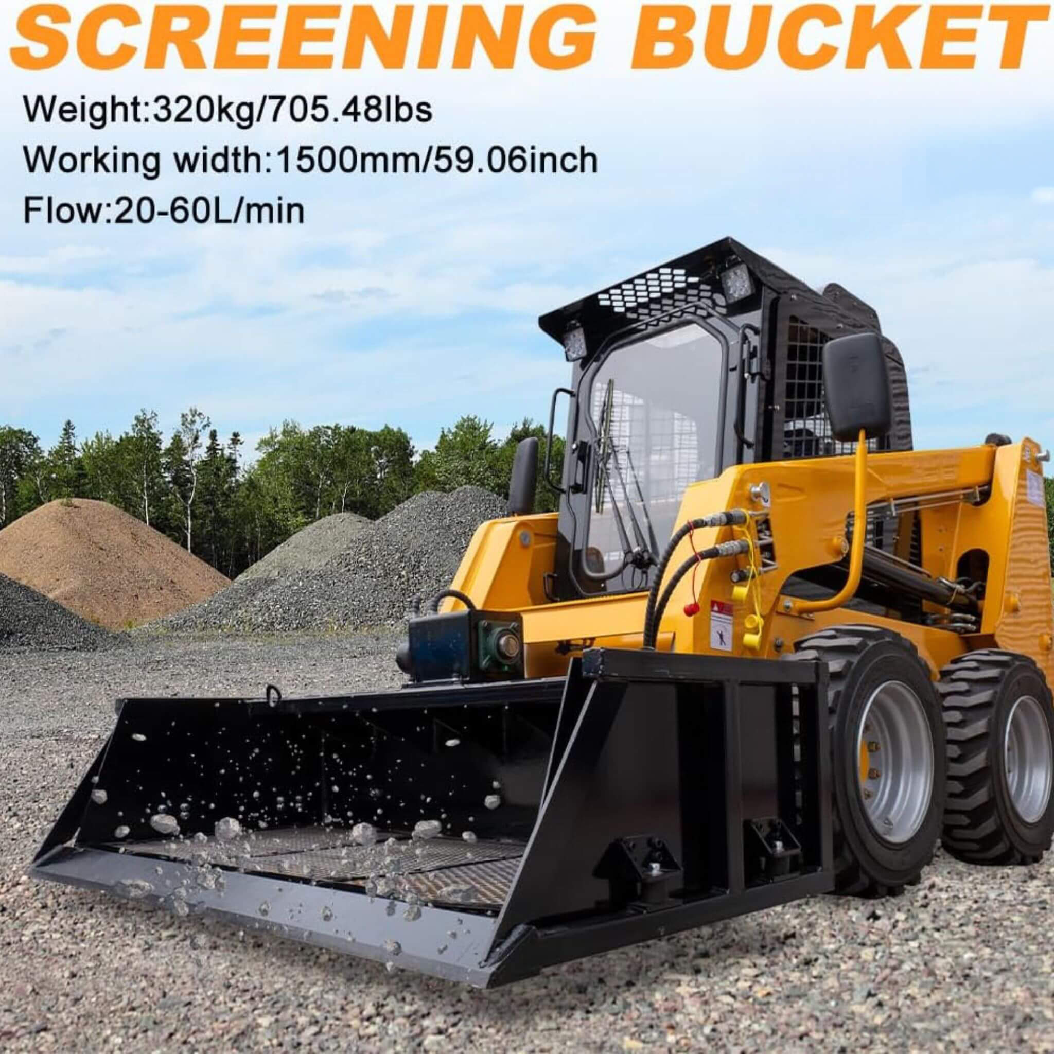 Heavy-Duty 60-Inch Topsoil Screening Skid Steer Bucket Attachment (SAK10294) - Image 6