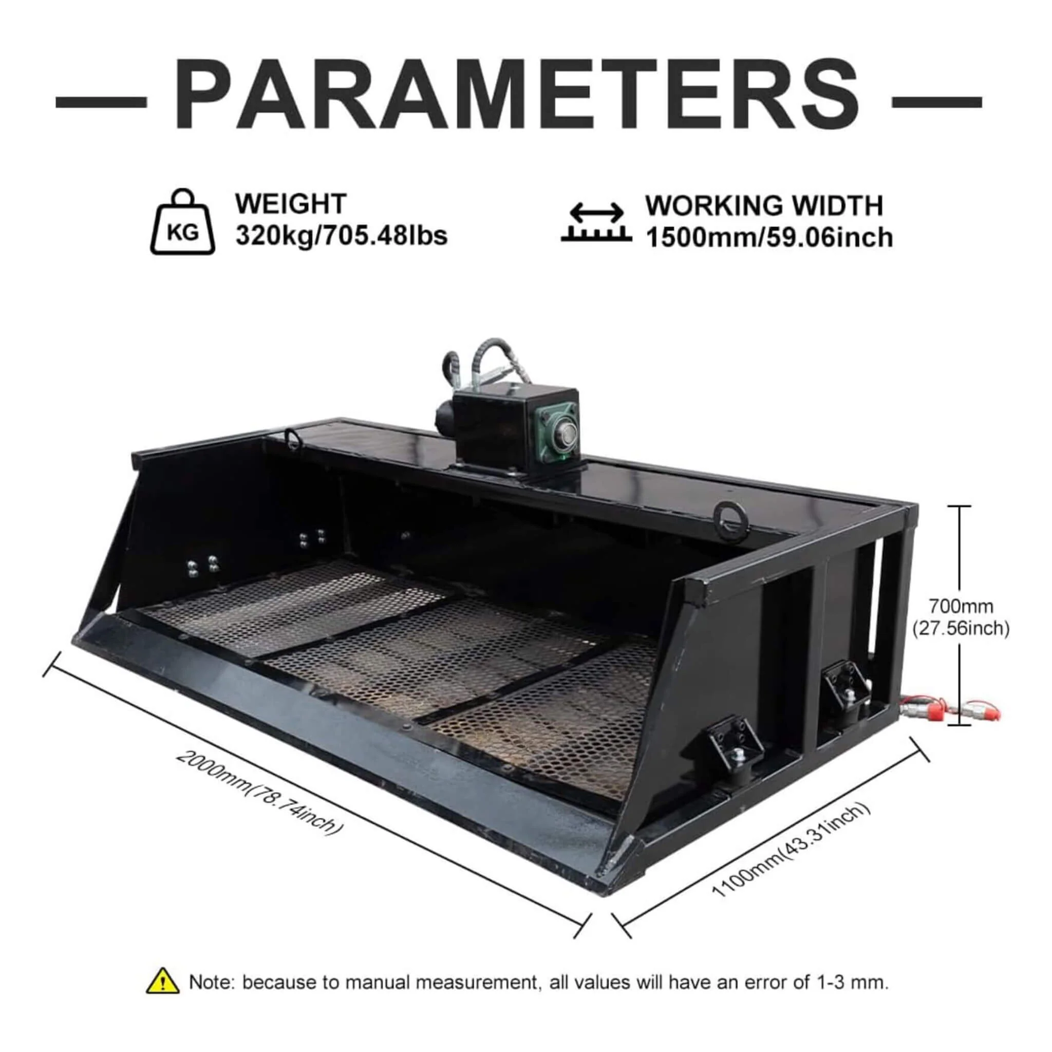 Heavy-Duty 60-Inch Topsoil Screening Skid Steer Bucket Attachment (SAK10294) - Image 9